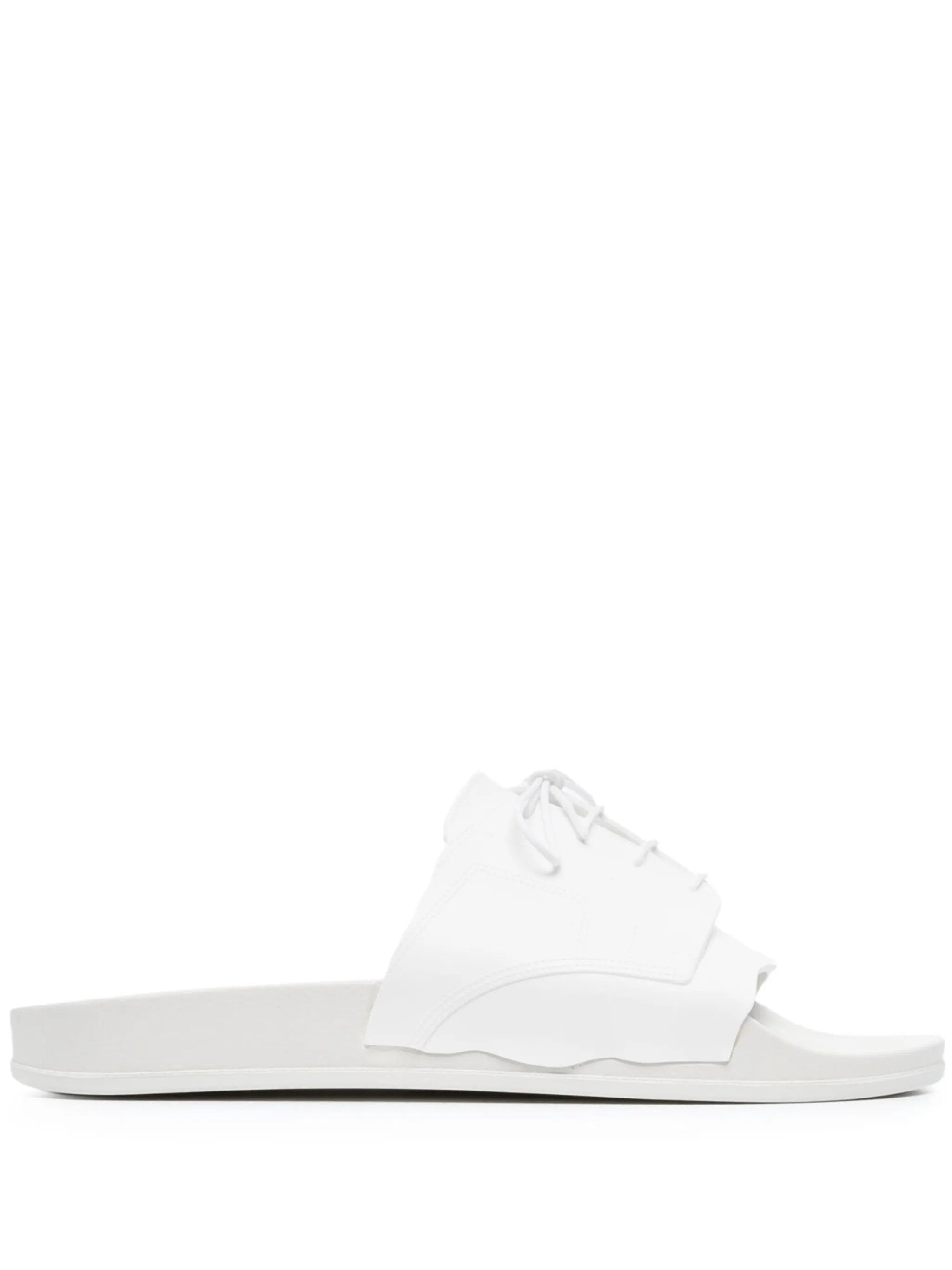 oc11z0725 Lace-up Pool Slides in White