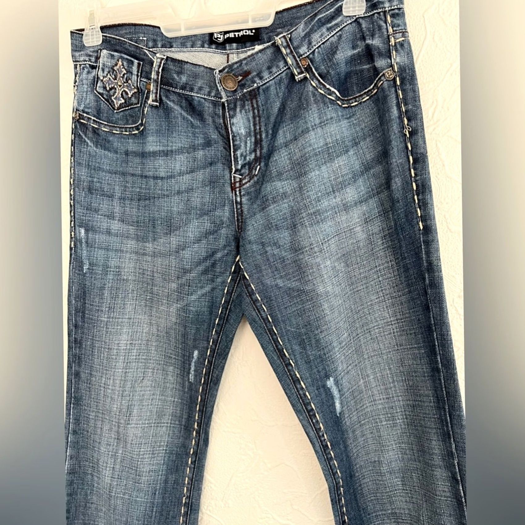 Denime Petrol Women’s Jeans Bootcut 8 Medium Wash 29X34 Embroided Denim Pants Blue Jeans Womens Bootscut 8 Regular Stretch Jogger? Size 30" / US 8 / IT 44 - 3 Thumbnail