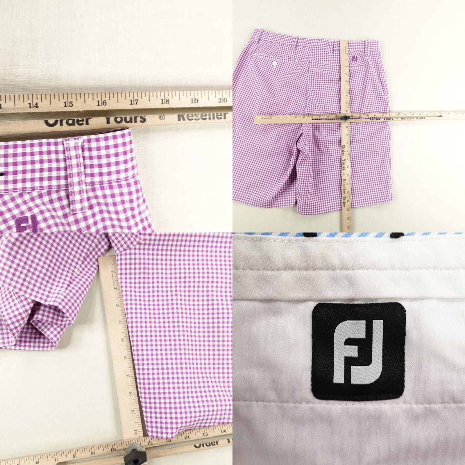 Footjoy Footjoy Shorts Mens 34 Purple White Gingham Check Chino Performance Flex Golf Size US 34 / EU 50 - 8 Thumbnail