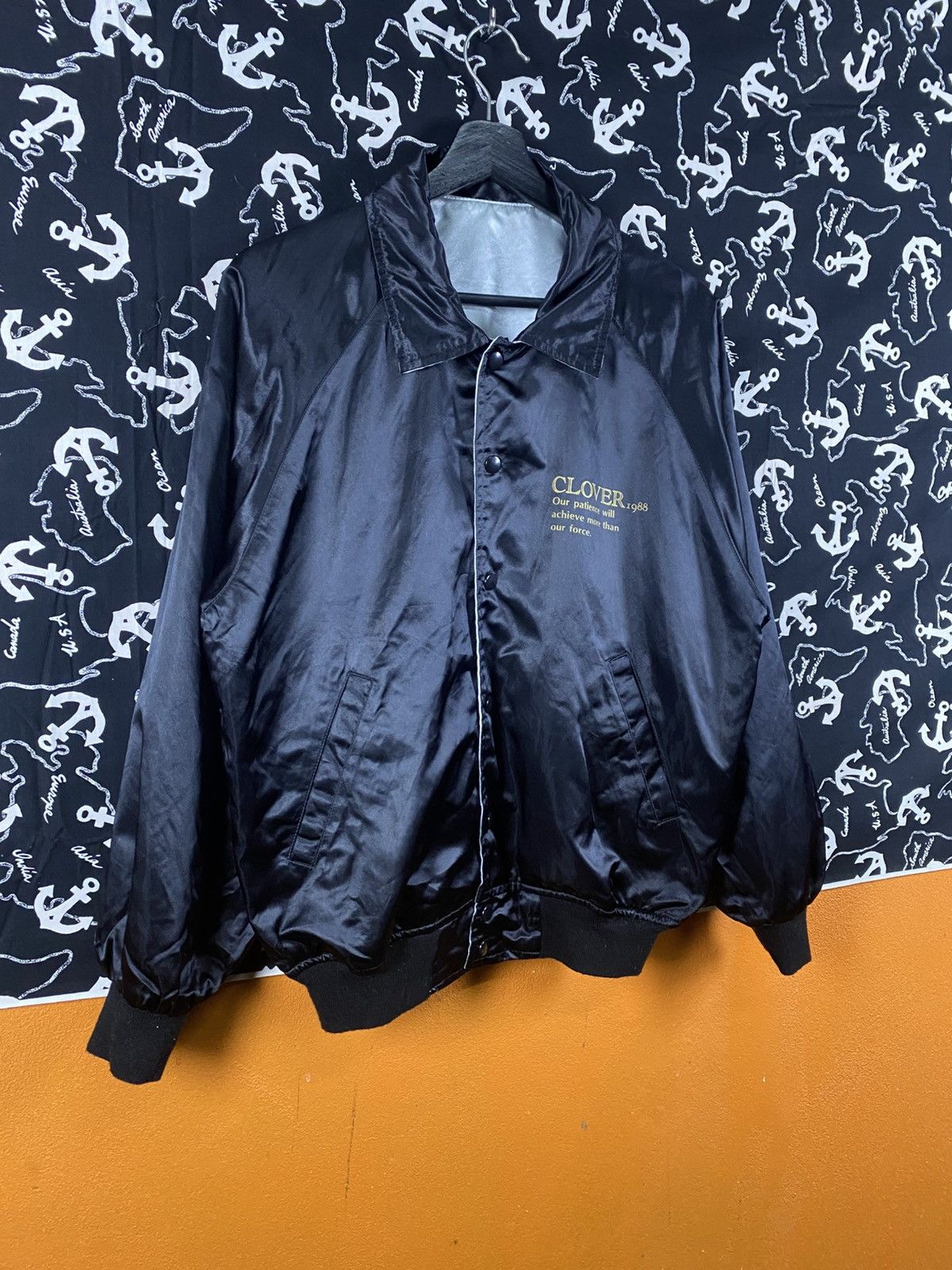Vintage Vintage CLOVER Satin Coach Jacket Tennis Team Style Silver Size US M / EU 48-50 / 2 - 14 Thumbnail