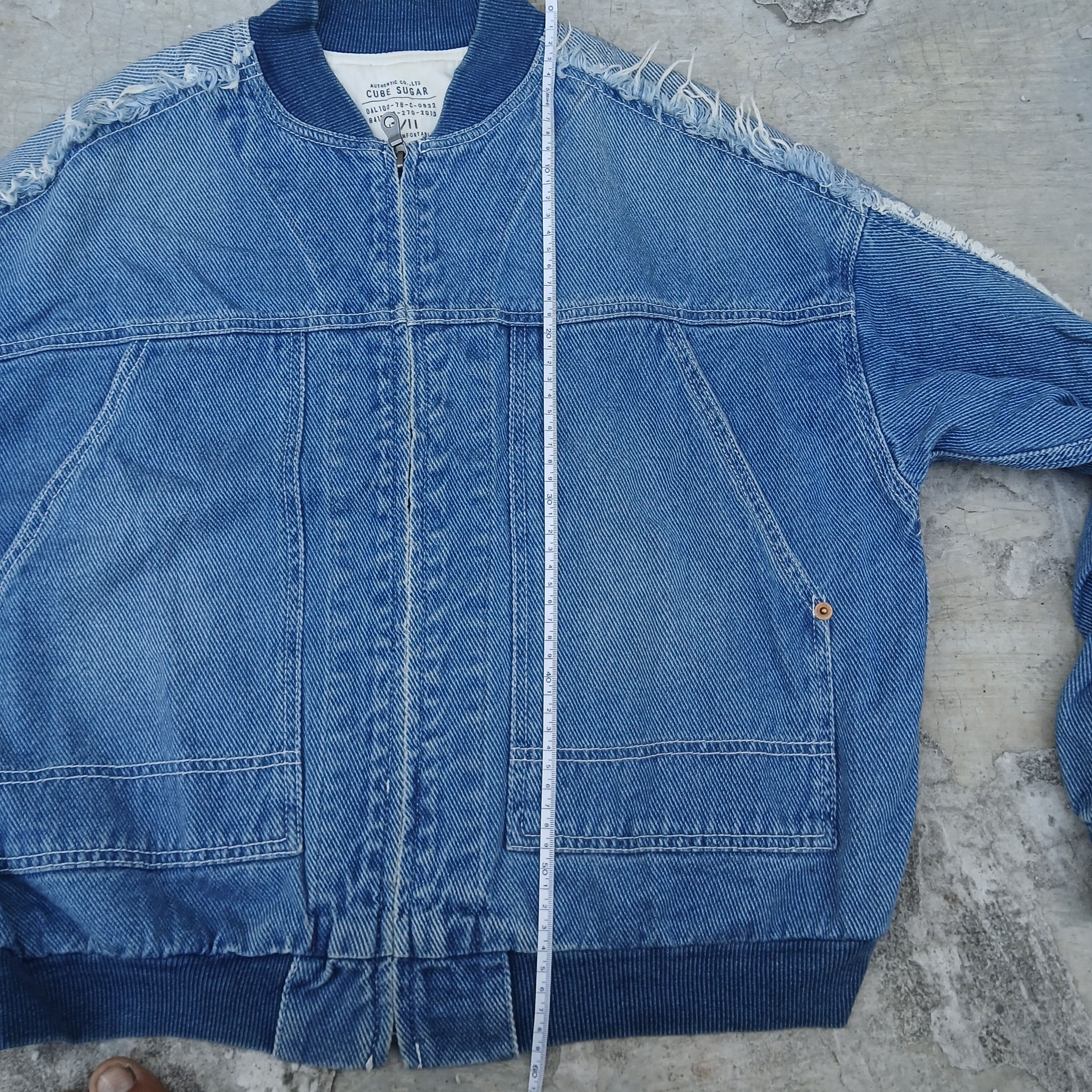Japanese Brand Cube sugar ripped bomber denim jacket Size L / US 10 / IT 46 - 2 Thumbnail