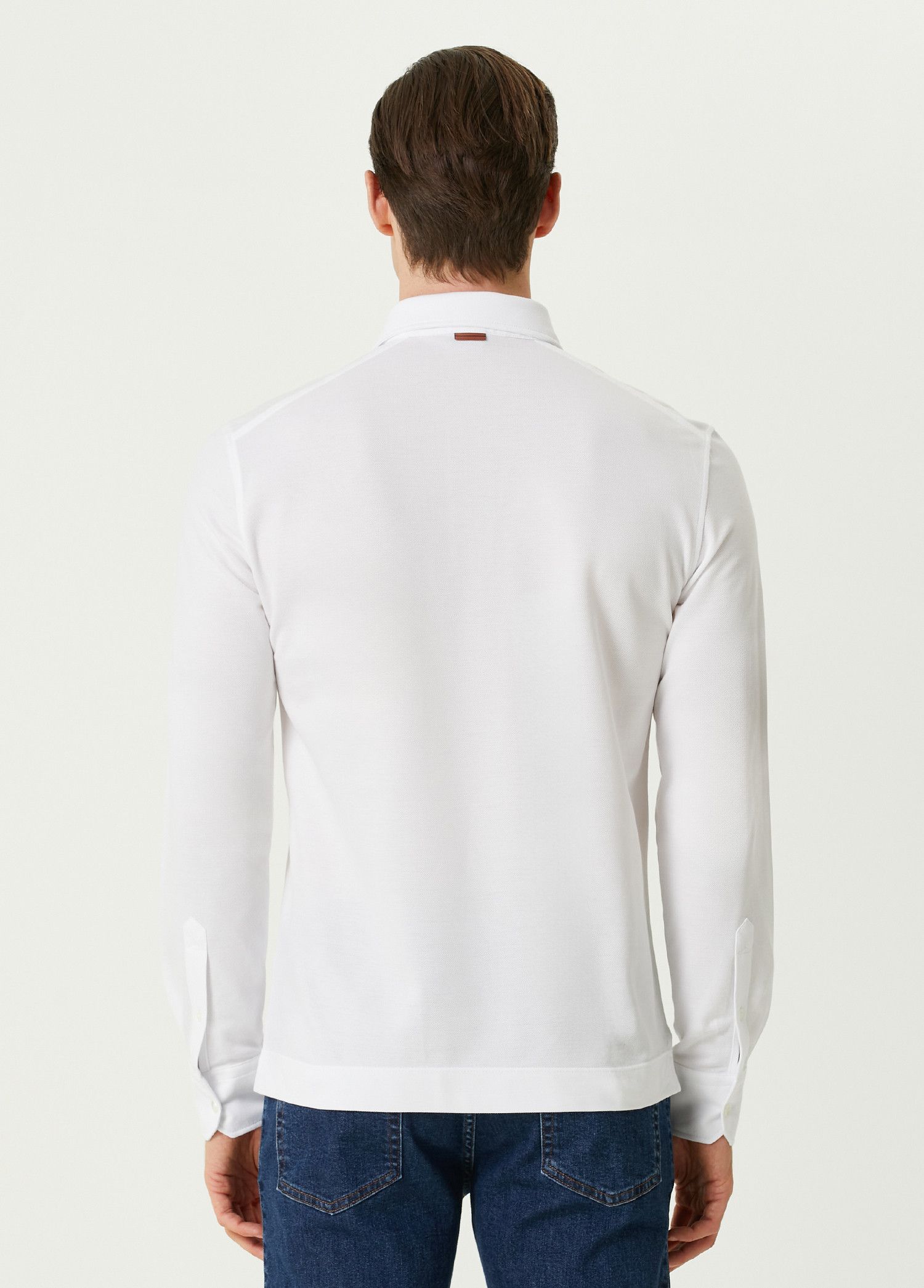 Ermenegildo Zegna ZEGNA solid white long sleeve cotton polo shirt 52 Large Size US L / EU 52-54 / 3 - 4 Thumbnail
