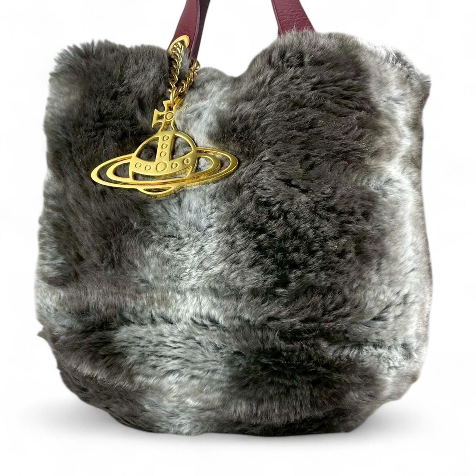 Vivienne Westwood Vivienne Westwood - Faux Fur Tote Bag with Gold Charm Size ONE SIZE - 3 Thumbnail
