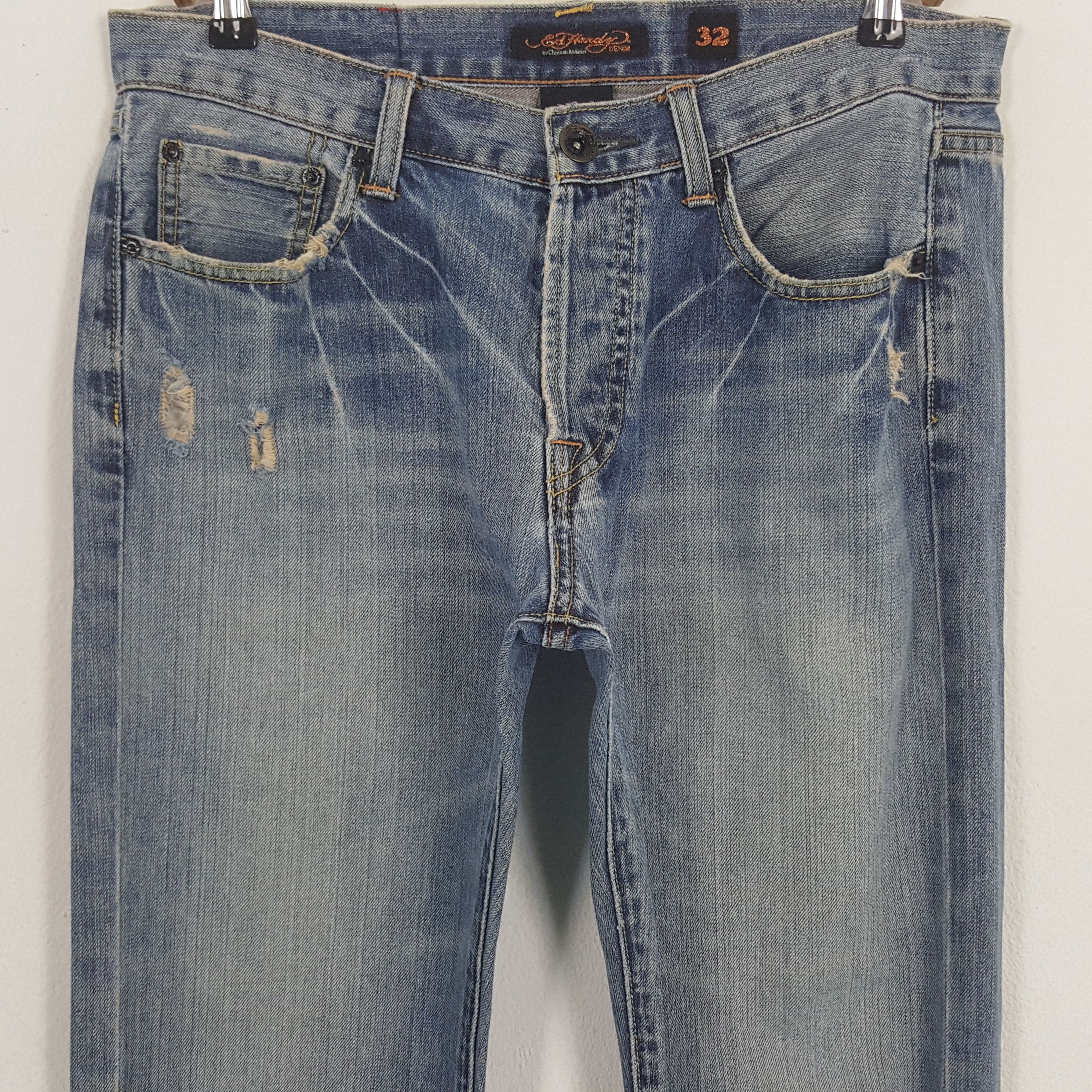 Christian Audigier × Ed Hardy × Vintage Vintage Ed Hardy Christian Audigier Custom Art Denim Jeans Size US 32 / EU 48 - 5 Thumbnail