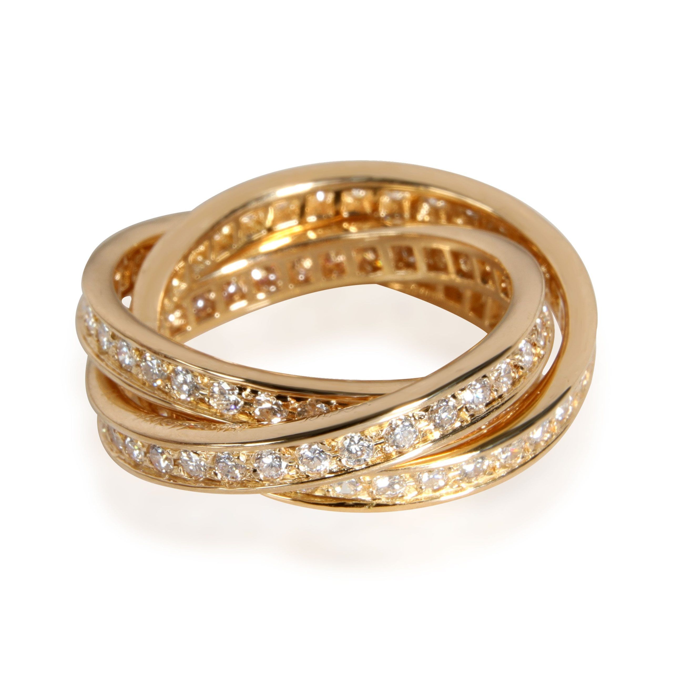 image of Cartier Trinity Diamond Ring In 18K Yellow Gold 1.5 Ctw, Women's