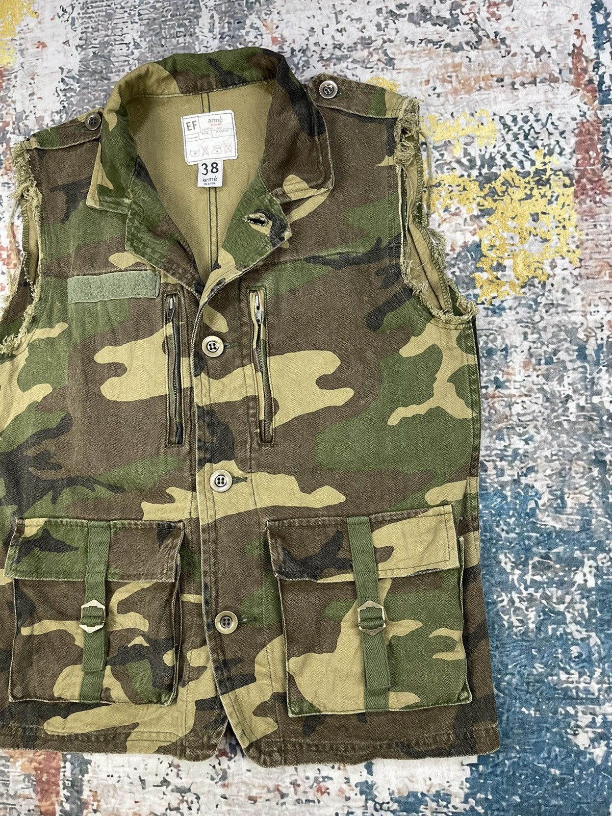 Vintage Arme De Purete Camo Harringbone Twill Survival Vest Size US S / EU 44-46 / 1 - 4 Thumbnail