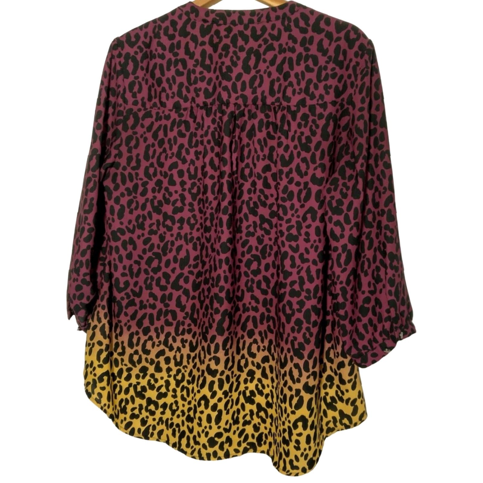 Torrid Torrid Blouse Leopard Cat Print Tie Neck Balloon Sleeve Plus Size 1 Multicolor Crepe Polyester Women Shirt Size XS / US 0-2 / IT 36-38 - 2 Thumbnail