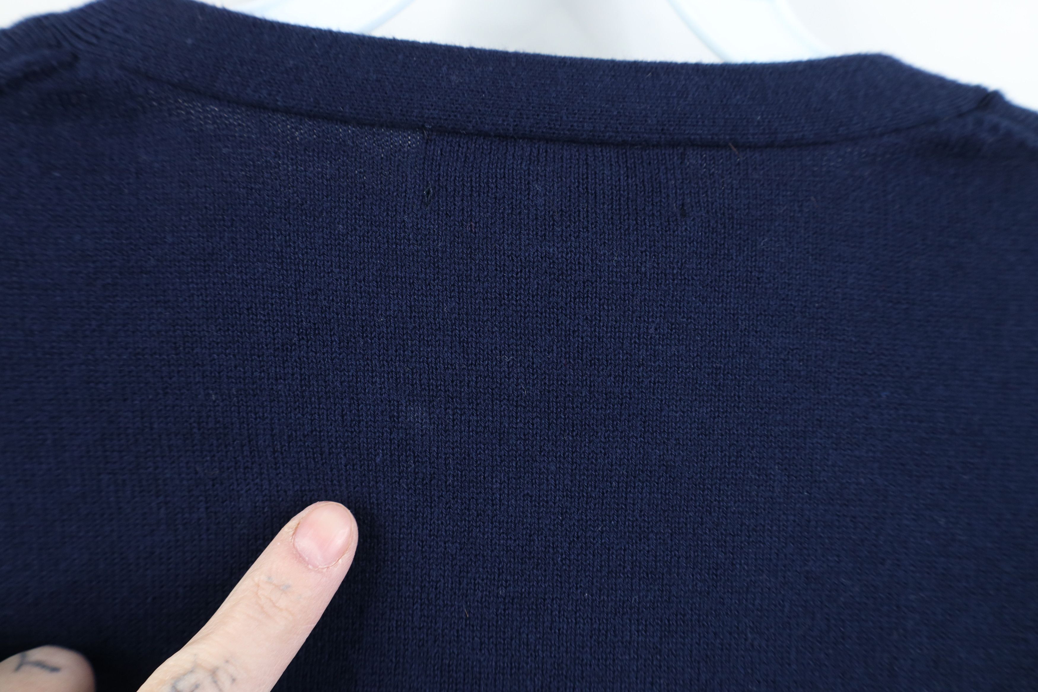 Lands' End Vintage 90s Lands End Cotton Ribbed Knit V-Neck Sweater Navy Size US L / EU 52-54 / 3 - 8 Thumbnail