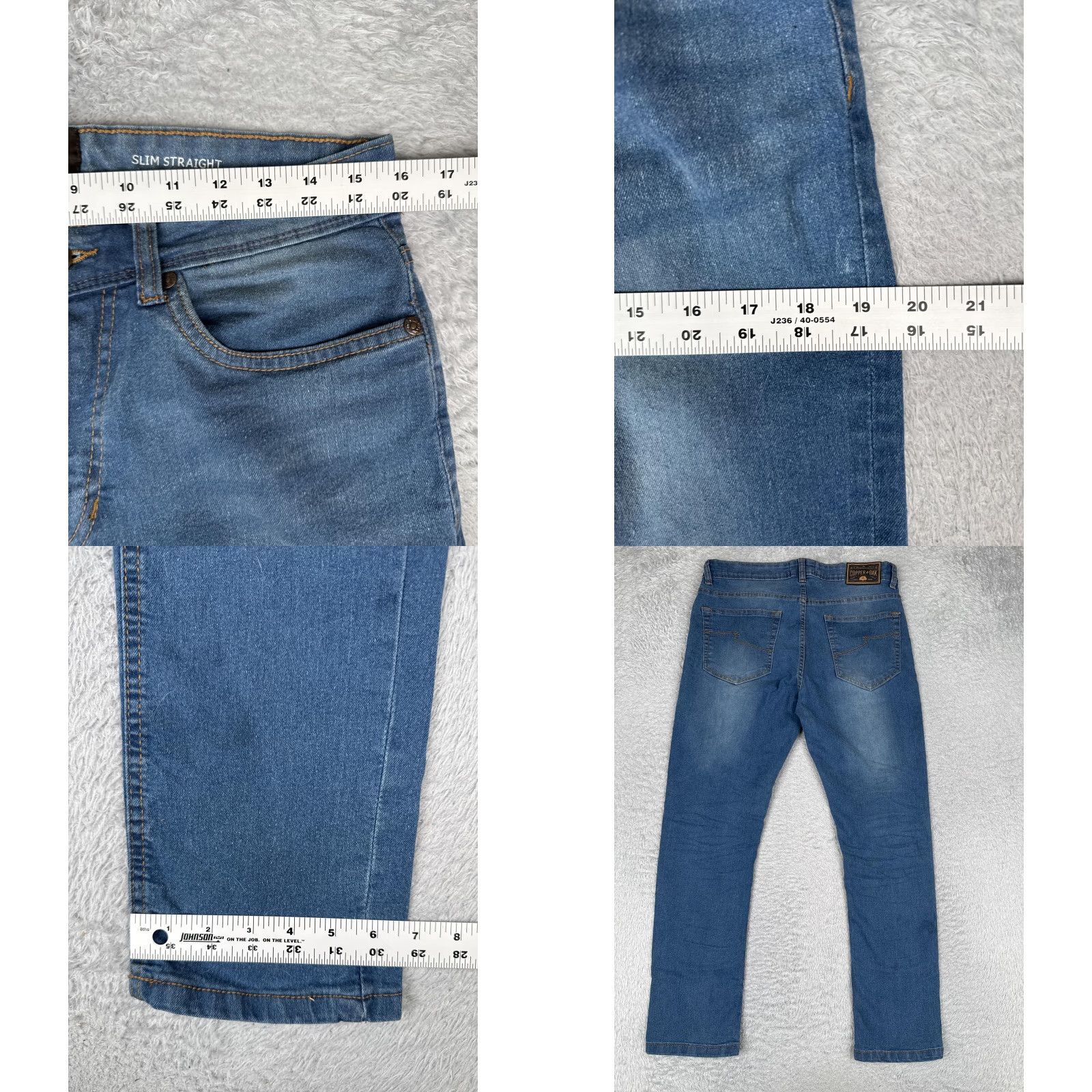 Vintage Copper & Oak Jeans Mens 32x30 Blue Slim Straight Leg Cotton Blend Medium Wash Size US 32 / EU 48 - 9 Thumbnail