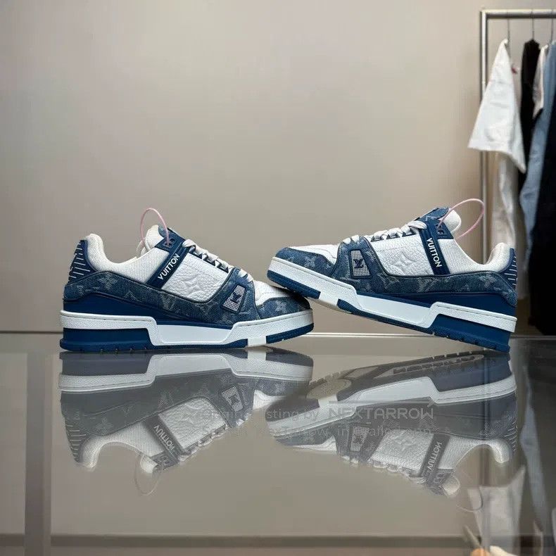 Louis Vuitton Louis Vuitton TRAINER White and Blue Denim shoes Size US 5 / EU 37 - 4 Thumbnail