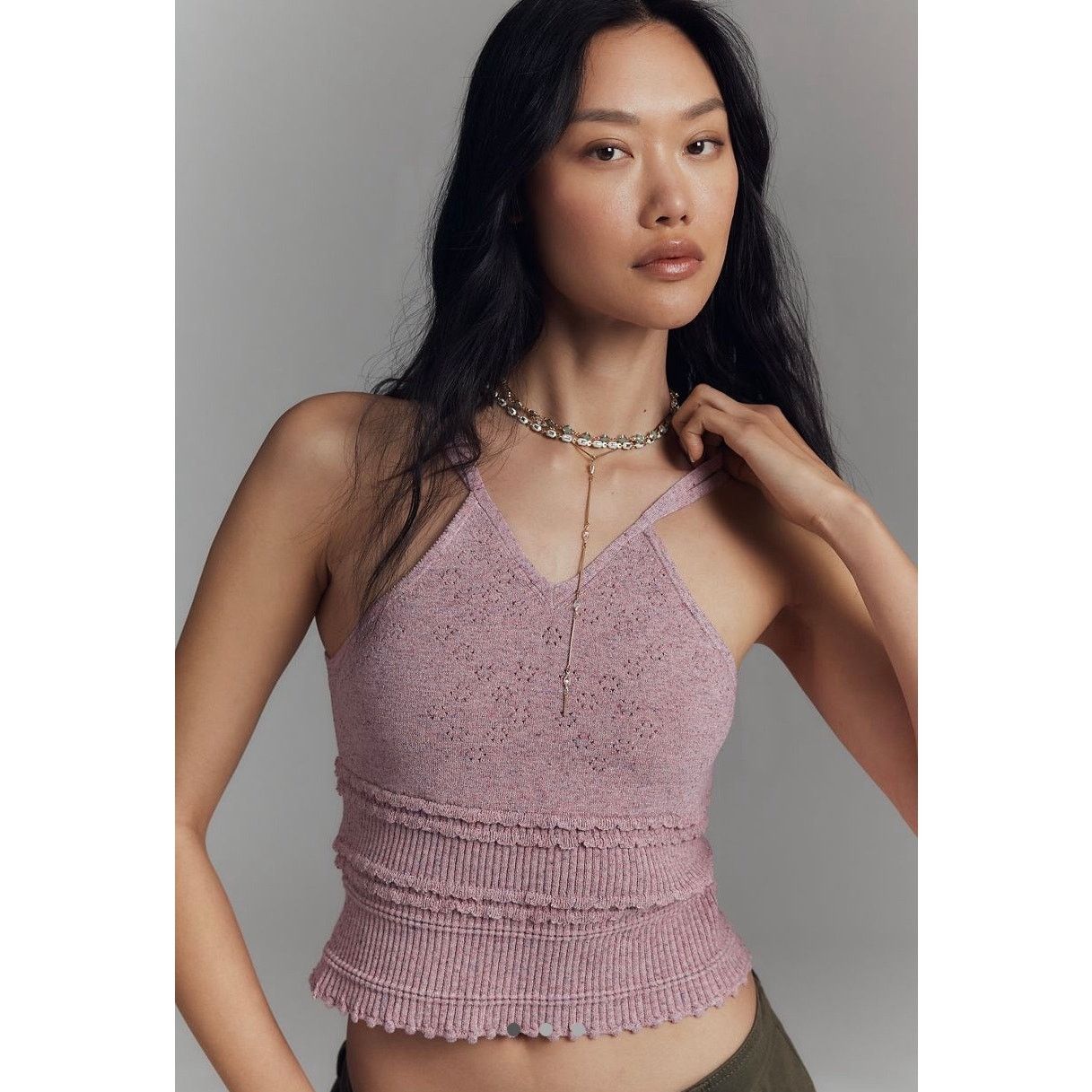 Anthropologie NWT Anthropologie Knit V-Neck Linen Blend Tank Top Size M / US 6-8 / IT 42-44 - 1 Thumbnail