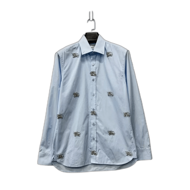 Burberry Burberry Blue Crystal Knight Horse Shirt-yf Size US M / EU 48-50 / 2 - 1 Thumbnail