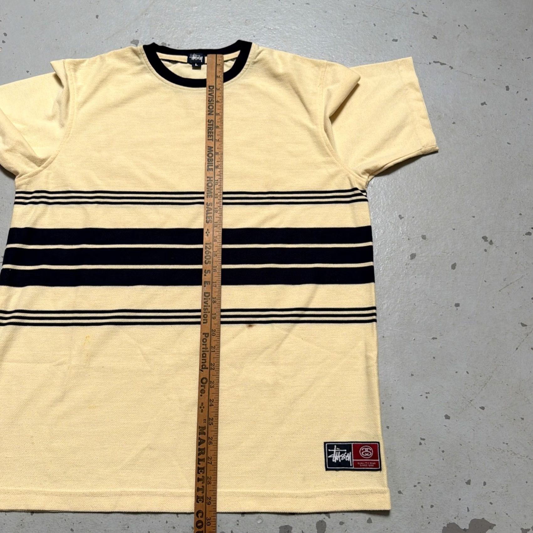 Vintage Vintage Stussy Stripe Border Heavy Thick Knit Shirt Skate Made In USA L Size US L / EU 52-54 / 3 - 4 Thumbnail