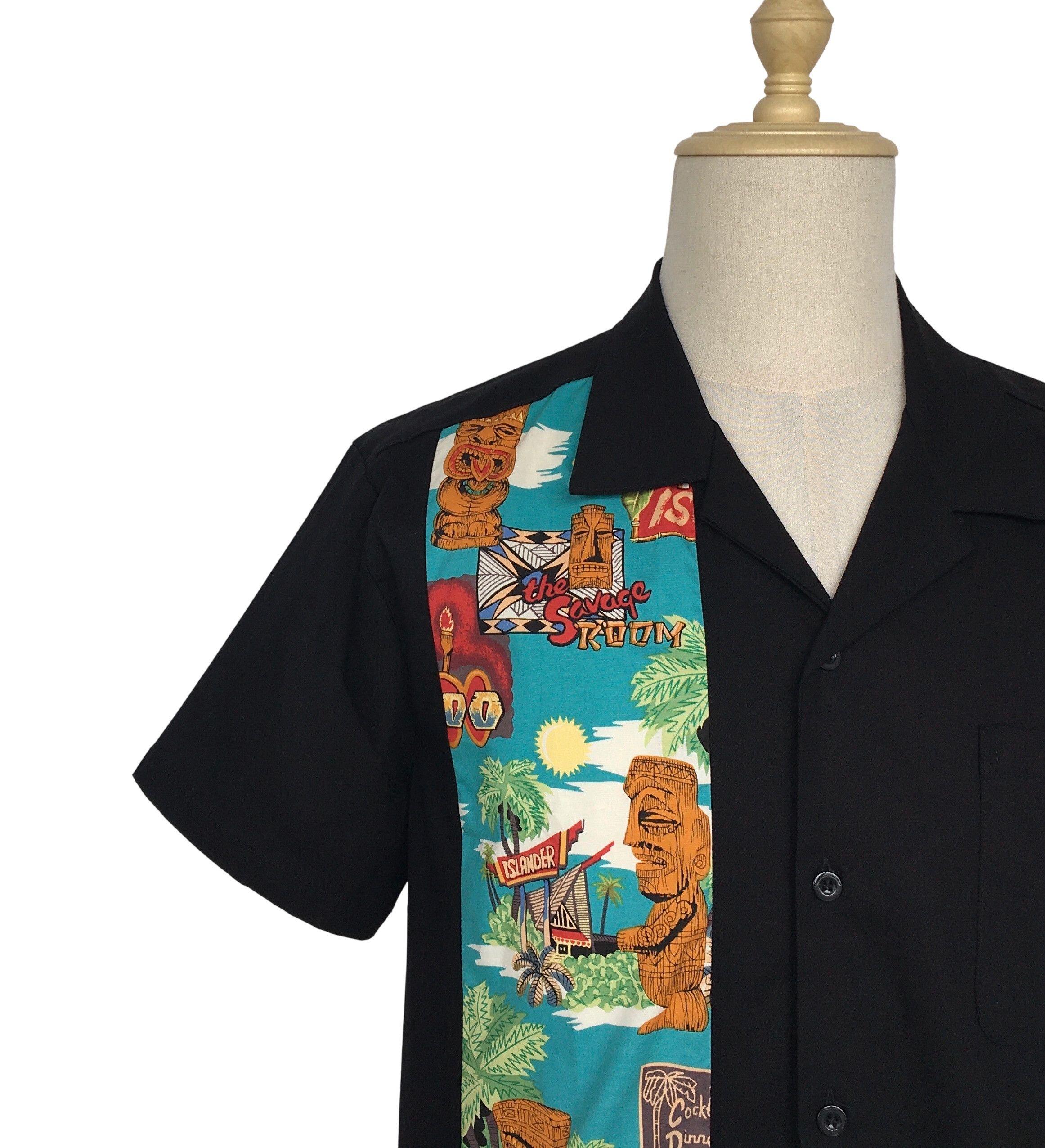 Other Black Contrast Floral Easter Hawaiian Bowling Shirts Size US L / EU 52-54 / 3 - 5 Thumbnail