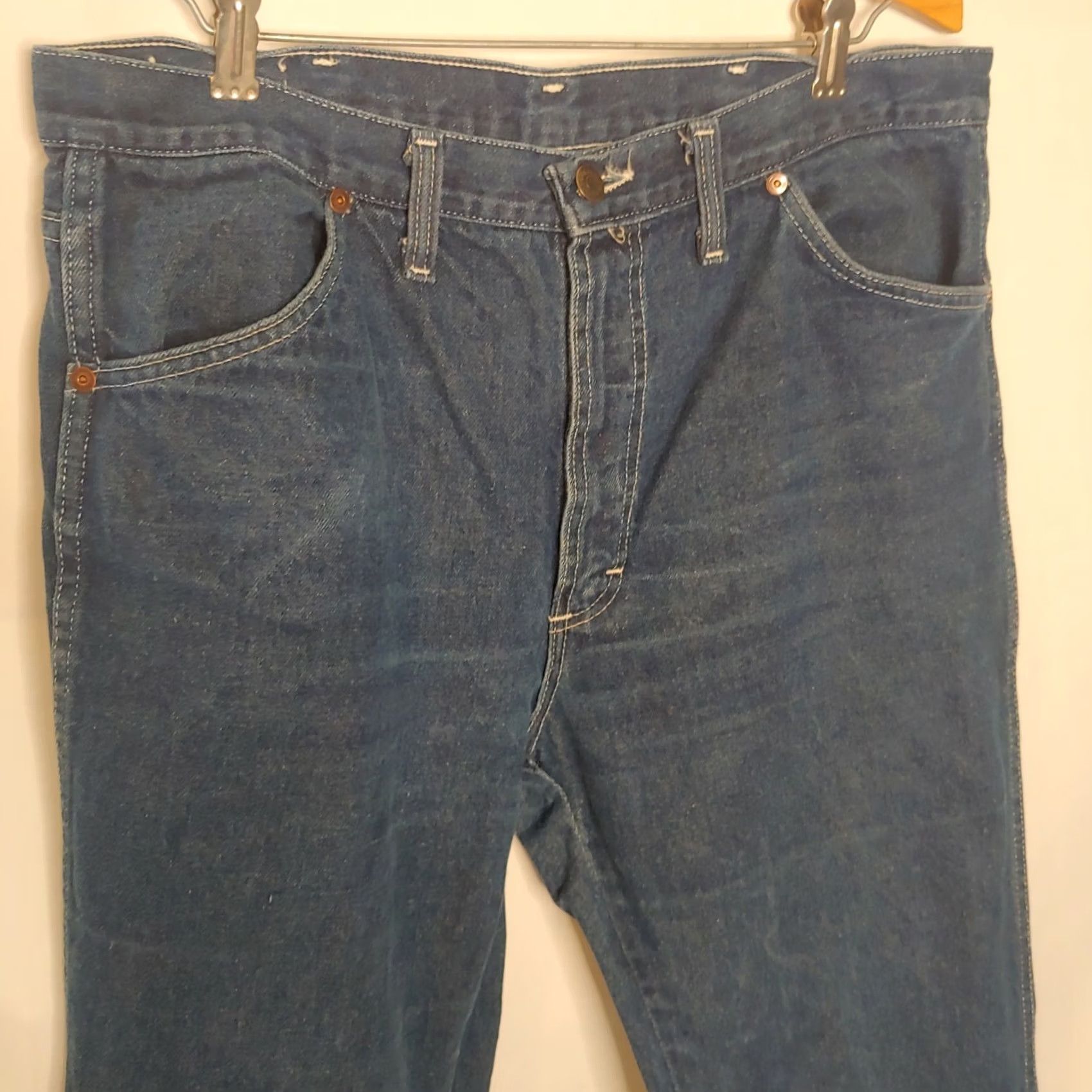 Vintage VINTAGE Mr Leggs Jeans Western Style 36x27 Denim Cotton 5-Pocket Regular Jeans Mens Boys for Adults Wearing Western Theme 1970s Dark Wash Size US 36 / EU 52 - 5 Thumbnail
