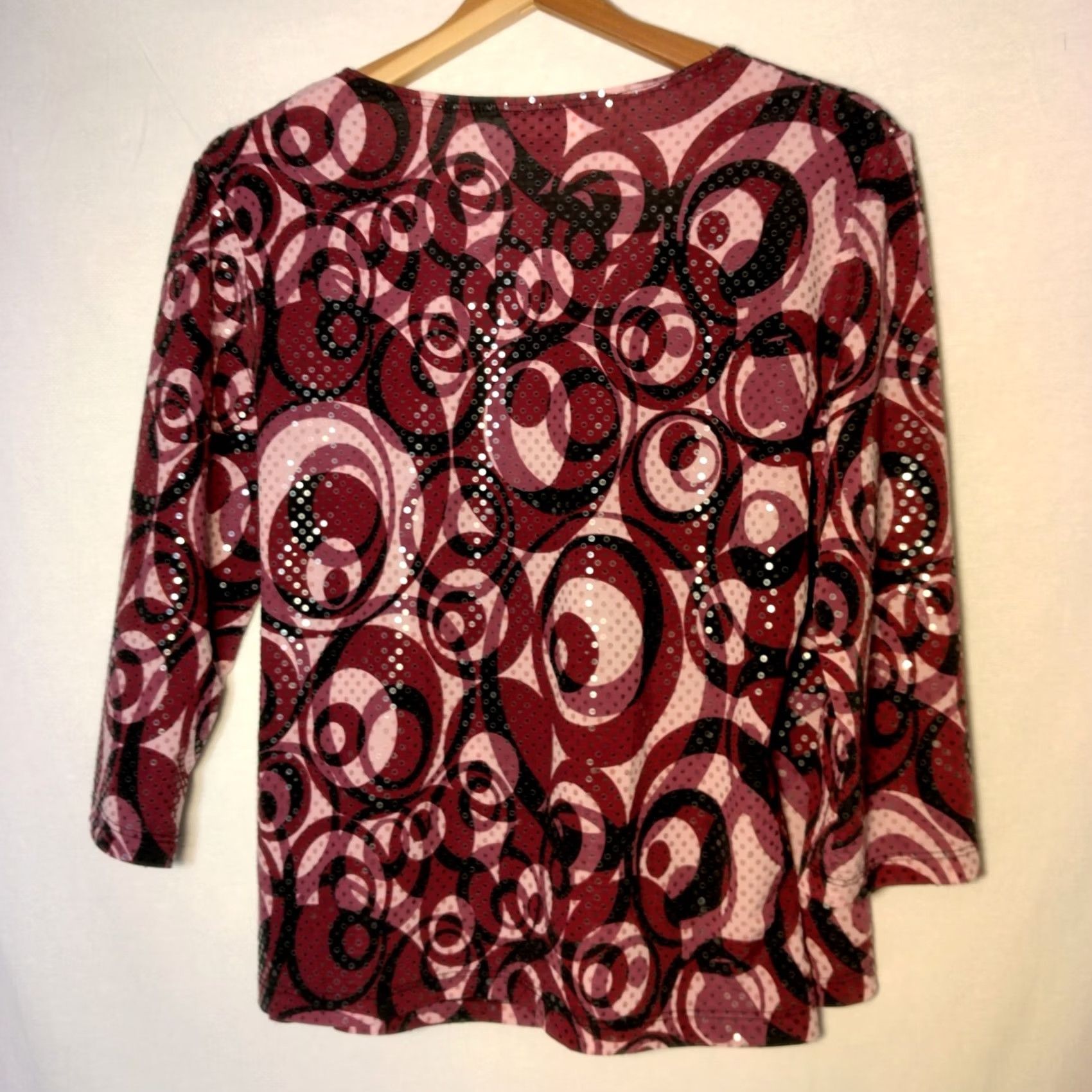 Vintage VINTAGE I.N. Studio Faux Wrap Shirt Womens XL Purple Sequin Swirl 3/4 Sleeve V-Neck Tie Y2K Size XL / US 12-14 / IT 48-50 - 2 Thumbnail