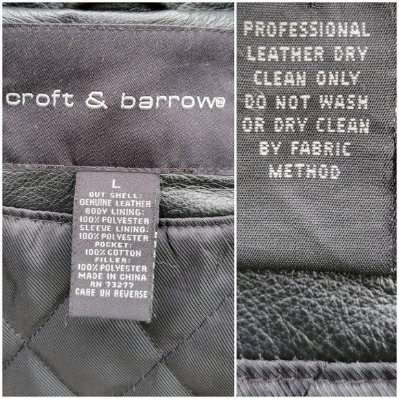 Croft & Barrow Vintage 90s y2k Croft & Barrow Black Leather Bomber Racer Ca Size US L / EU 52-54 / 3 - 5 Thumbnail