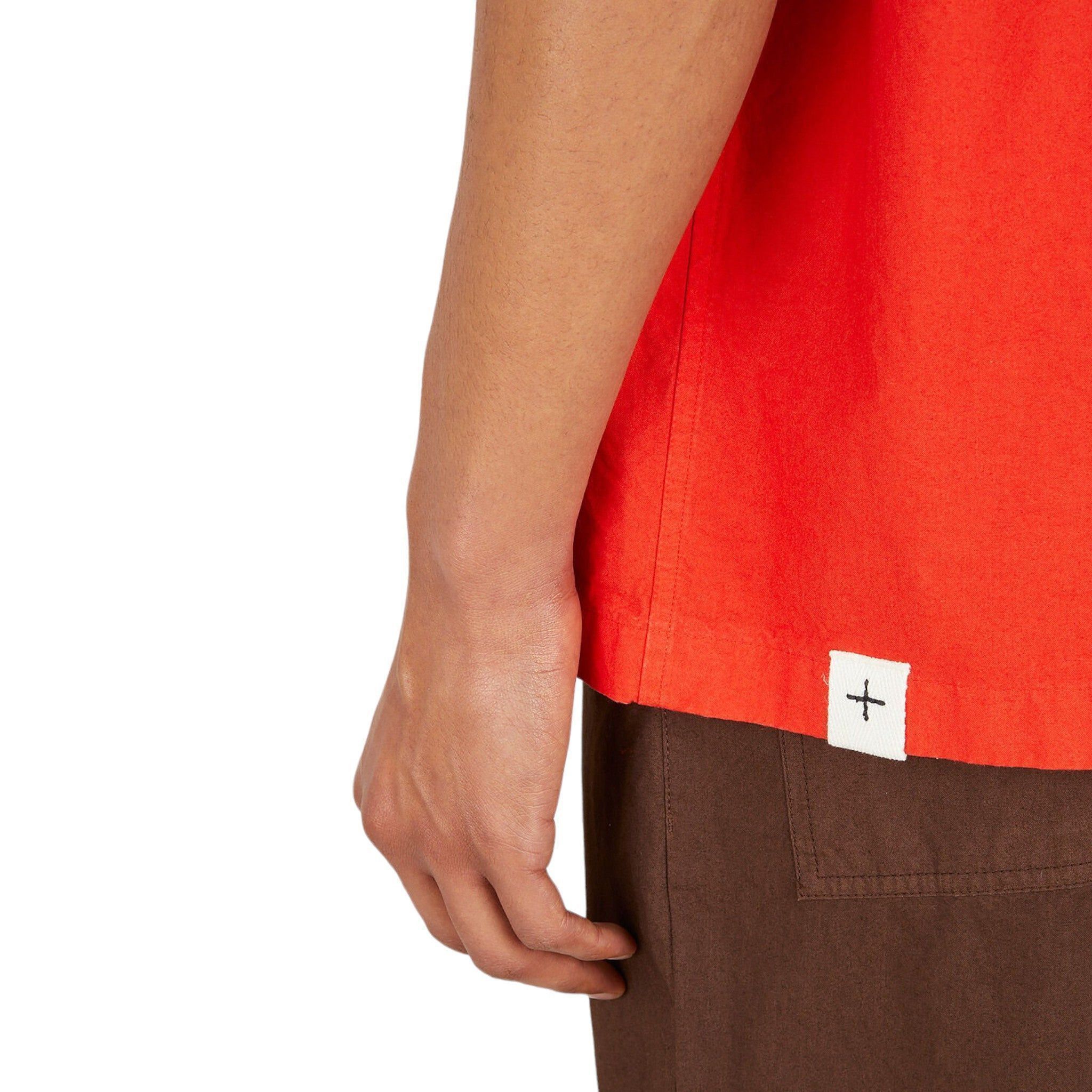Jil Sander Men's Solid Canvas Camp Shirt in Red 44 Size US S / EU 44-46 / 1 - 6 Thumbnail
