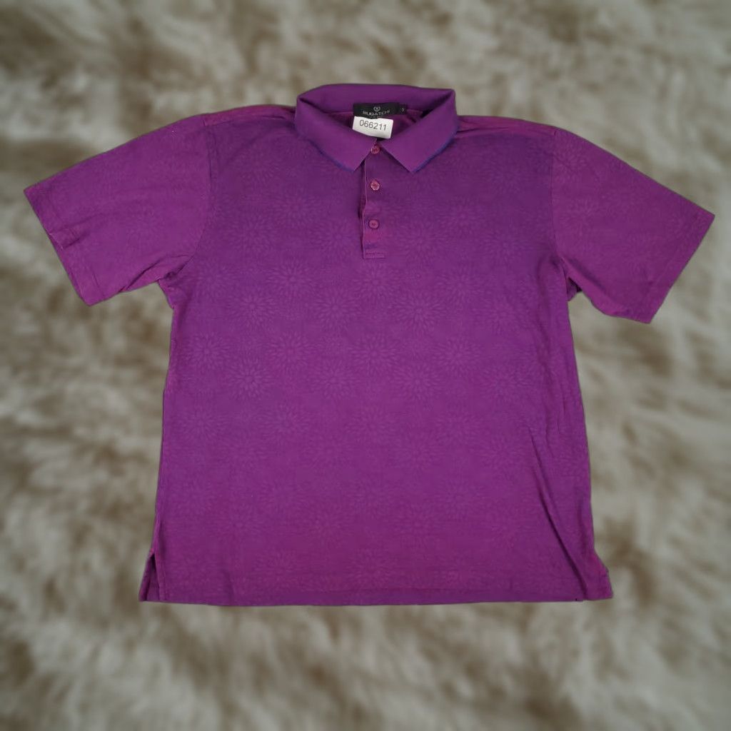 BUGATCHI BUGATCHI Polo Shirt Mens Size S Purple Cotton Solid Button Logo Size US S / EU 44-46 / 1 - 1 Thumbnail