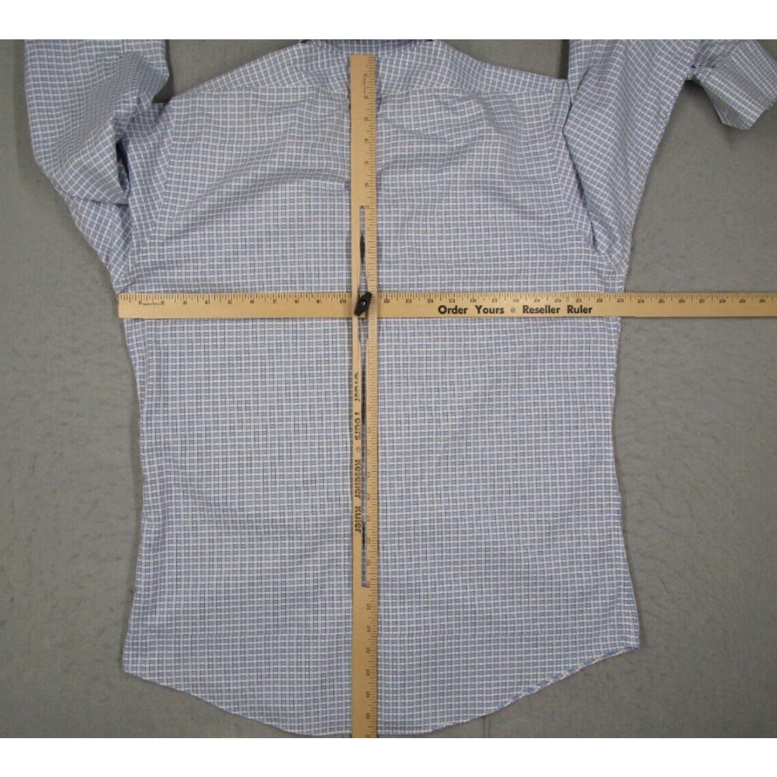 Brooks Brothers Brooks Brothers Dress Shirt Mens 16 34 Blue Check Button Up Supima Non Iron Work Size 34R - 4 Thumbnail