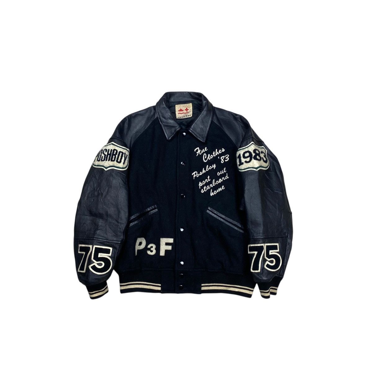 Vintage Vintage Posh Boy Wool Leather Varsity Jacket Size US M / EU 48-50 / 2 - 2 Thumbnail
