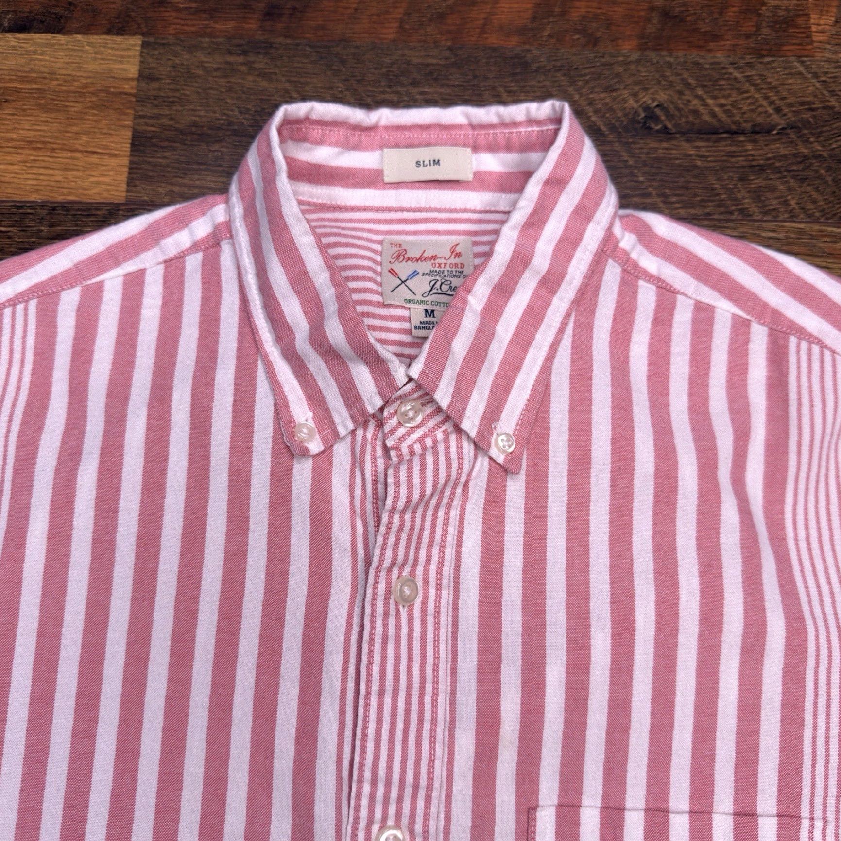 J.Crew J. Crew Button-Up Shirt Mens Medium Pink Striped Slim Fit Oxford Long Sleeve Size US M / EU 48-50 / 2 - 5 Thumbnail