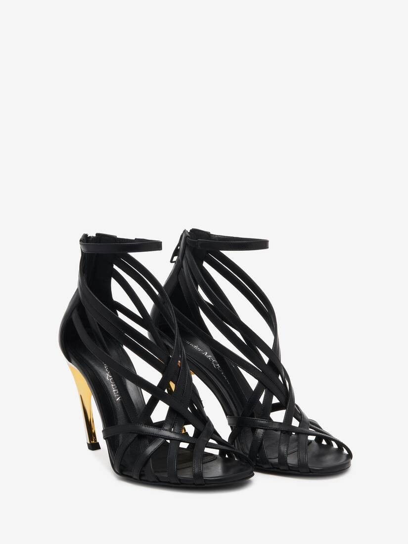 Alexander McQueen o1w1db10925 Armadillo Strappy Sandal in Black Size US 6 / IT 36 - 2 Thumbnail