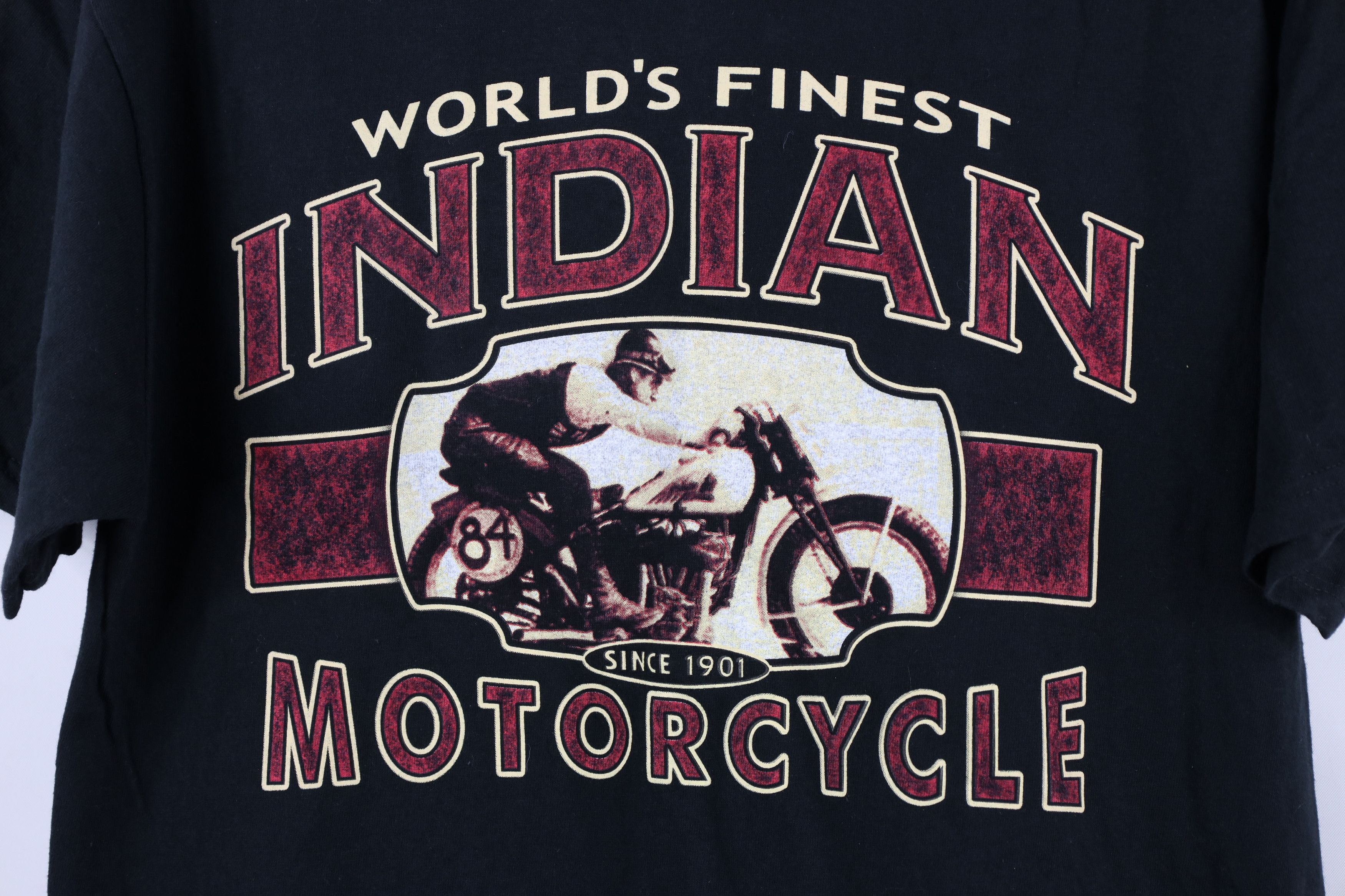 Vintage Vintage 90s Worlds Finest Indian Motorcycle T-Shirt Black Size US M / EU 48-50 / 2 - 4 Thumbnail