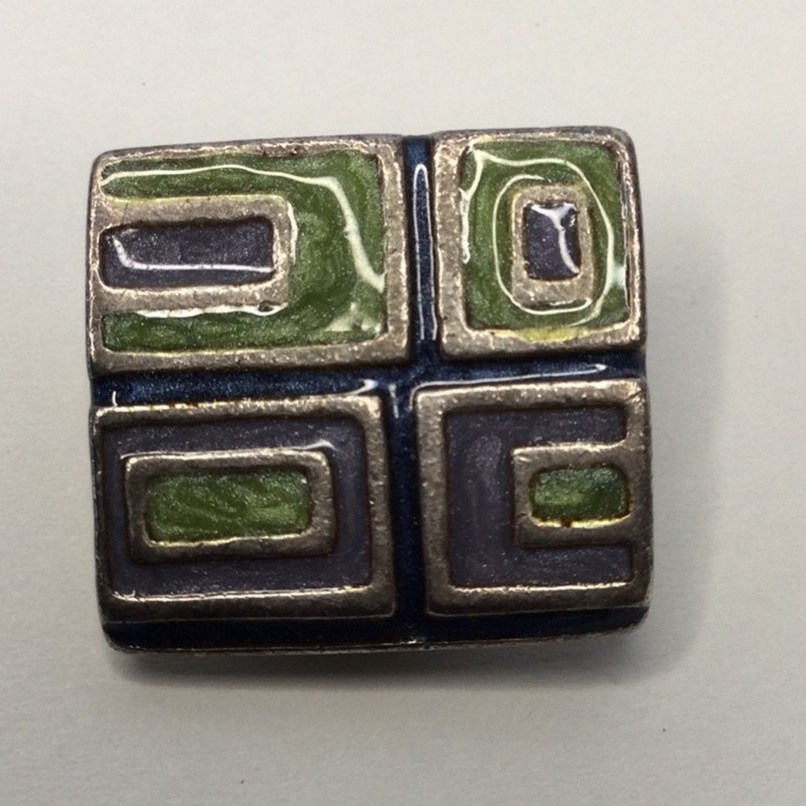 Other Square Geometric Green & Gray Vintage 1980's ClipOn Earrings Size ONE SIZE - 2 Thumbnail