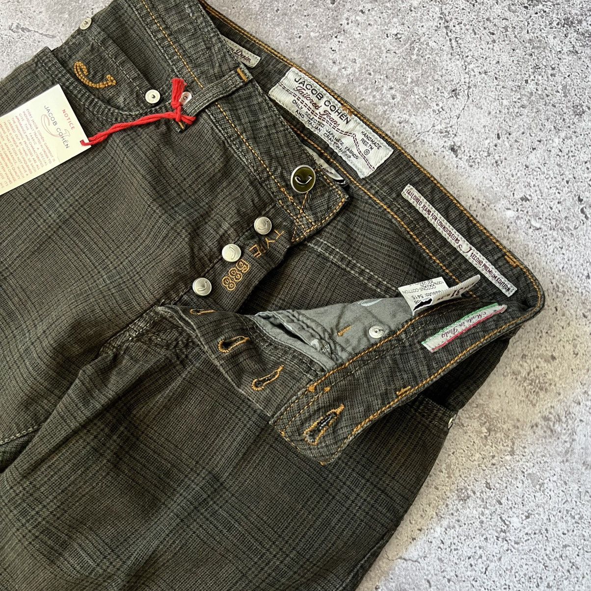 Jacob Cohen Jacob Cohen J688 Special Edition Slim Fit Checked Jeans Size US 31 - 3 Thumbnail