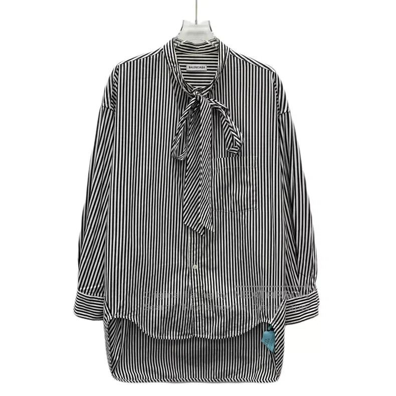 Balenciaga Balenciaga Black Vertical Striped Tie Bow Cotton Long Slee Size 4XL / US 24-26 - 1 Thumbnail