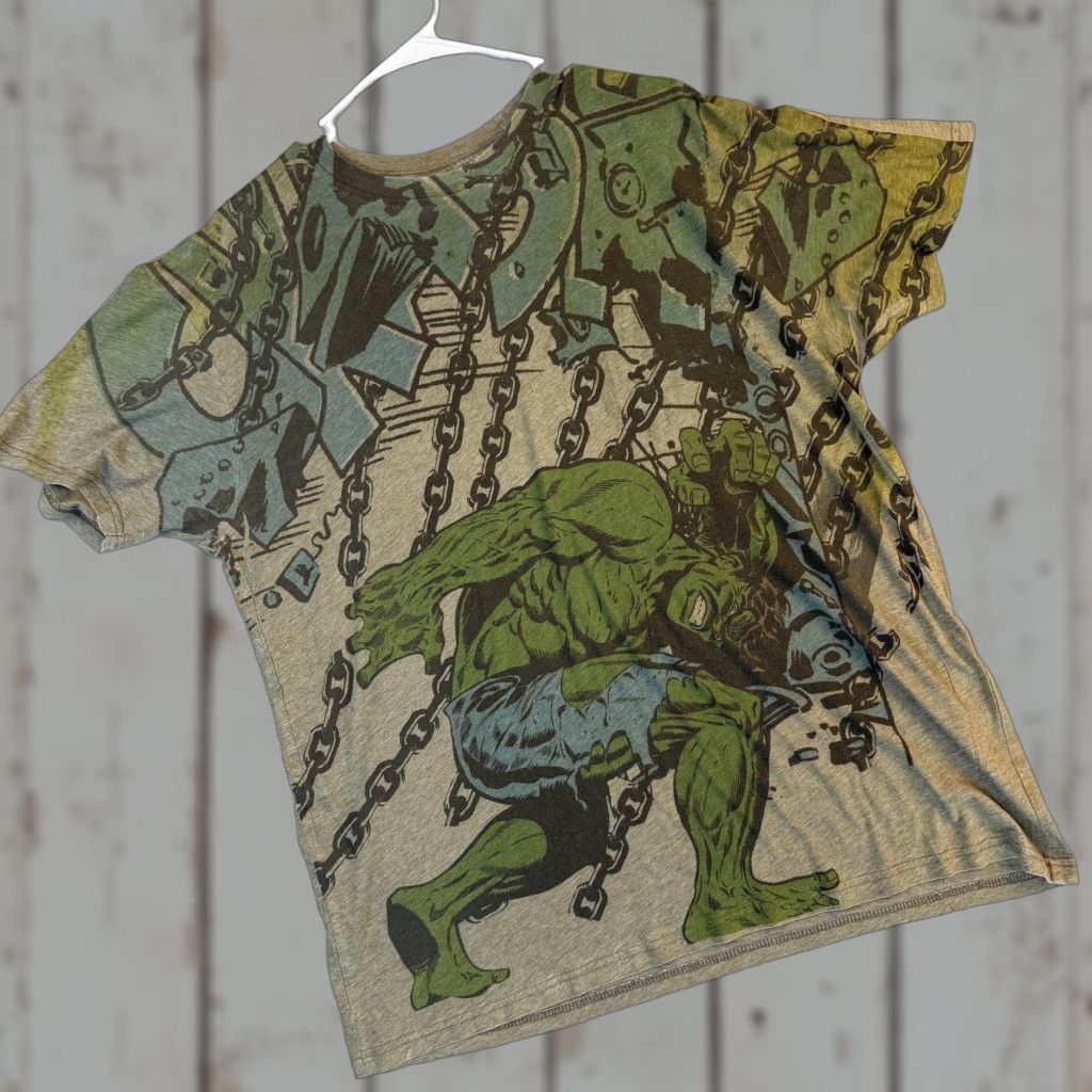 Vintage Marvel Comics Hulk Shirt Mens XL Heather Green All Over Print Graphic 2009 Tee Size US XL / EU 56 / 4 - 1 Thumbnail