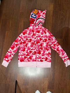Bape Color Camo Shark Full Zip Red Hoodie Large Authentic