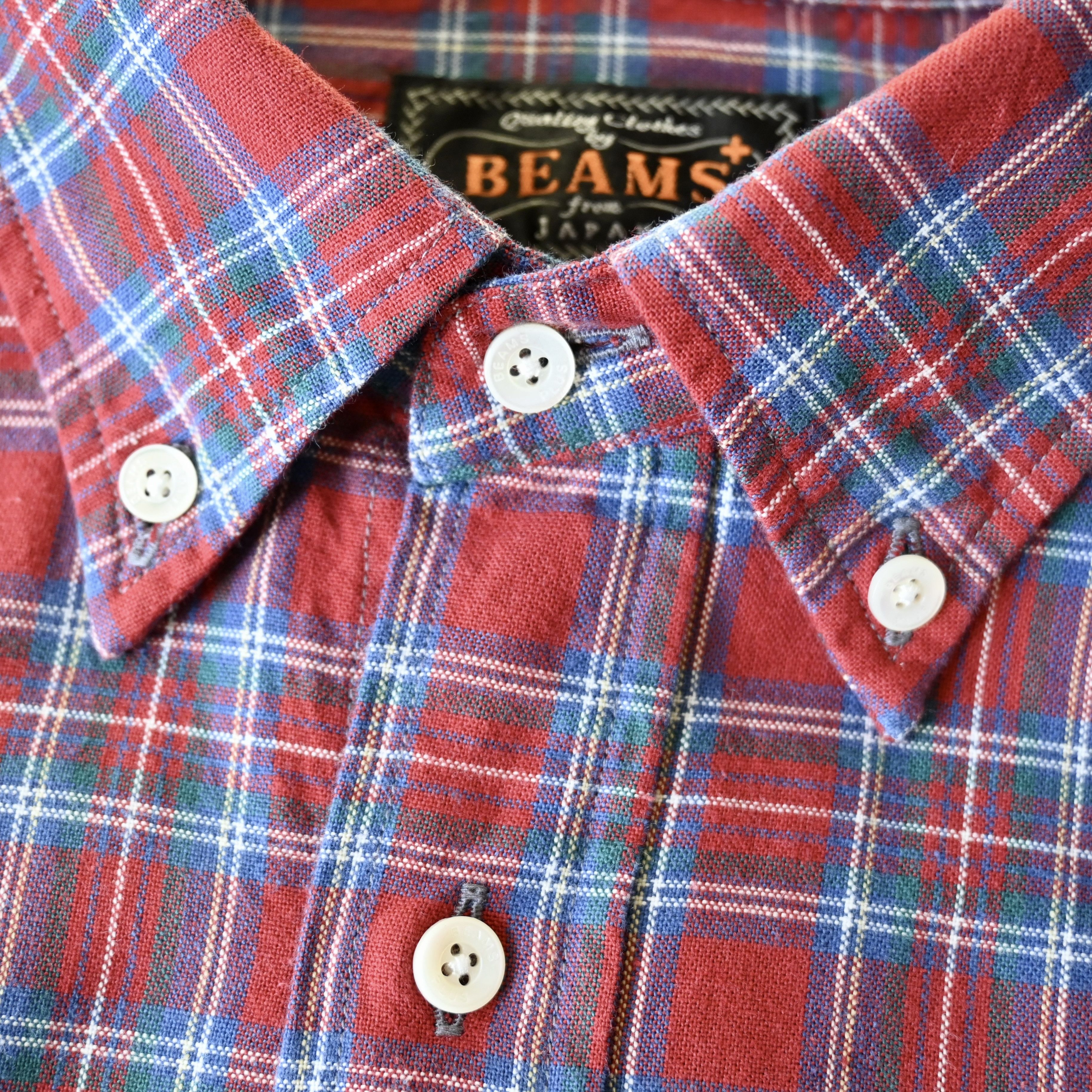 Beams Plus BEAMS Plus red tartan Oxford BD shirt, made in Japan Size US M / EU 48-50 / 2 - 16 Thumbnail