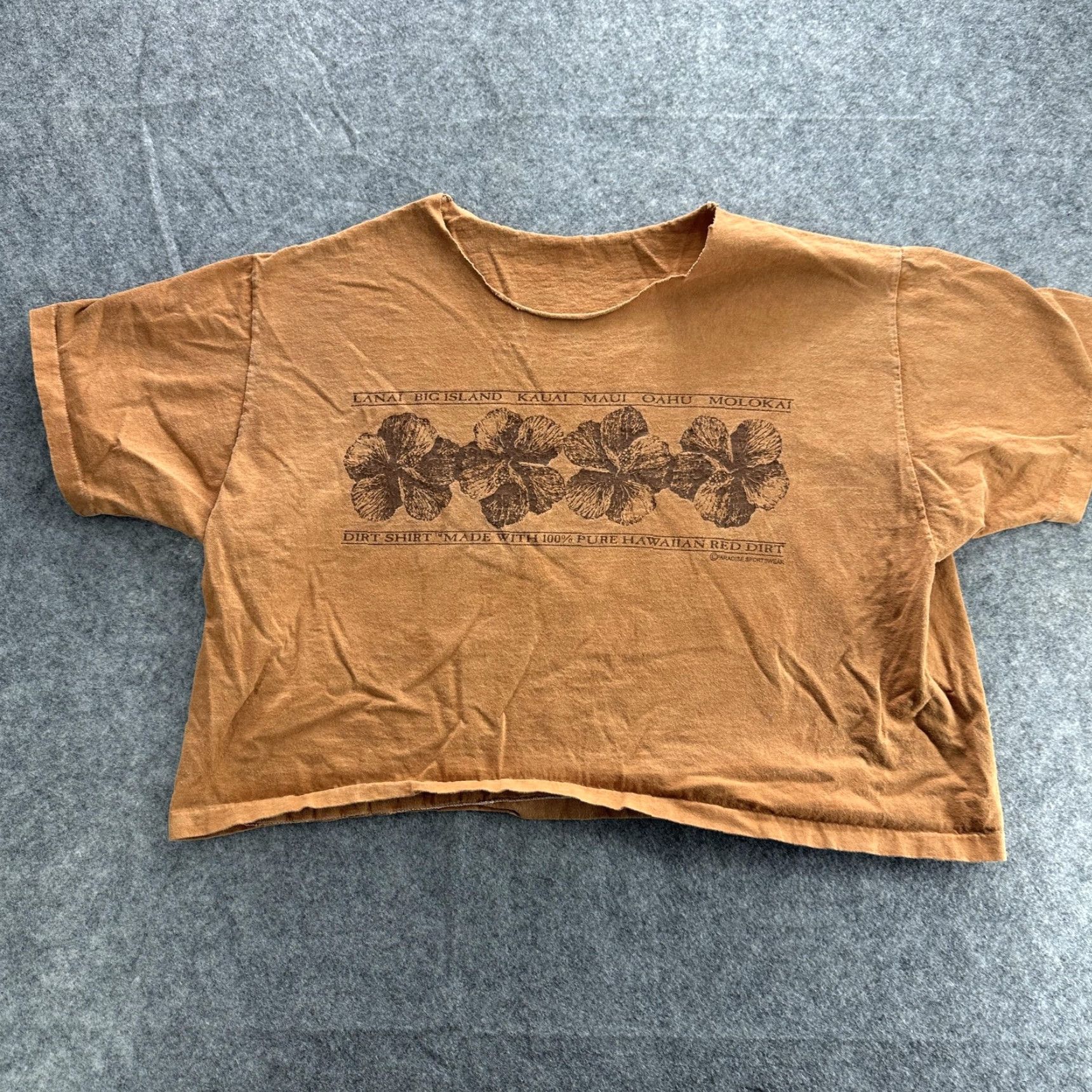 Paradise VINTAGE Paradise Sportswear Shirt Womens Medium Cropped Brown Floral Hawaiian 90s Size M / US 6-8 / IT 42-44 - 2 Thumbnail