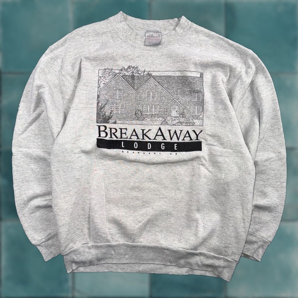 Vintage VTG Oneita Sweatshirt Mens XL Gray Travel USA Breakway Lodge Gearhart Oregon Shirt Pullover Crew Neck Graphic Print Mens Oregon USA Size US XL / EU 56 / 4 - 1 Thumbnail