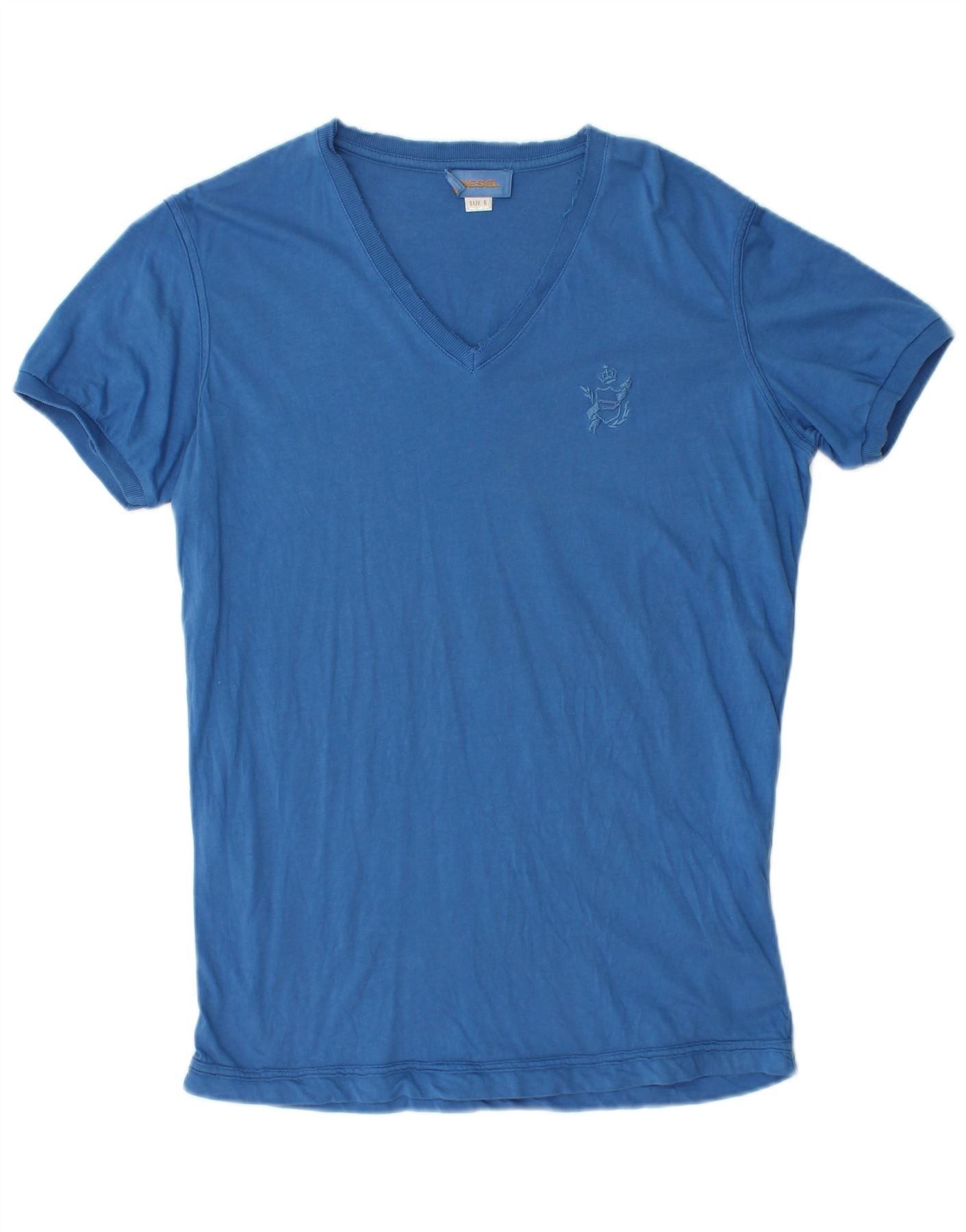 Diesel Womens T-Shirt Top UK 10 Small Blue Cotton Size XS / US 0-2 / IT 36-38 - 1 Thumbnail