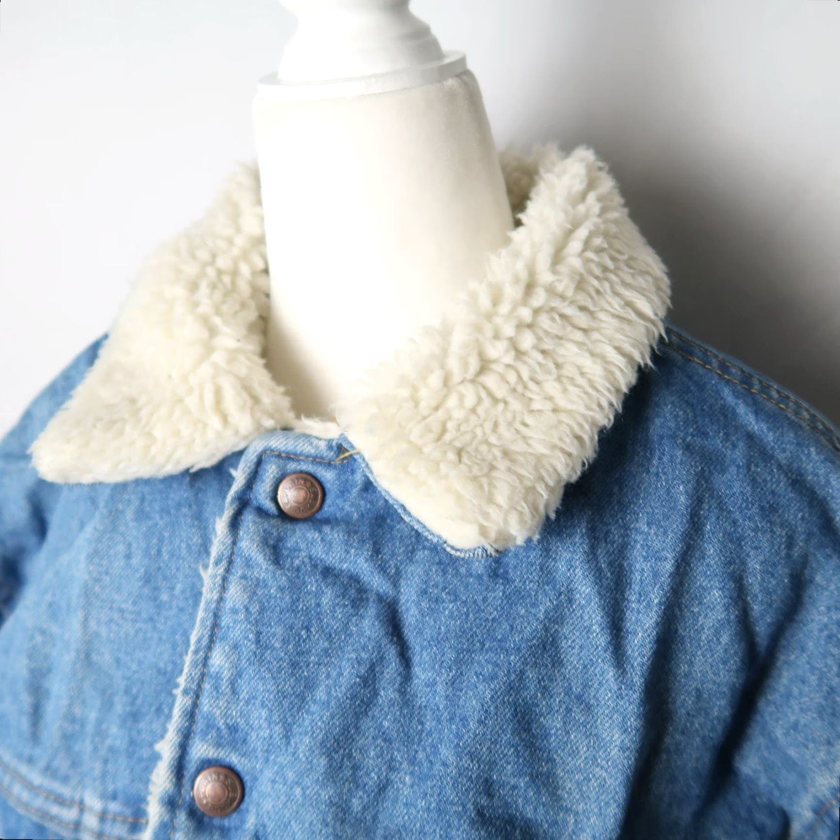 Vintage VINTAGE 80s Plain Pockets blue denim sherpa lined jacket M Mens Denim Shirt/Coat Size US M / EU 48-50 / 2 - 2 Thumbnail