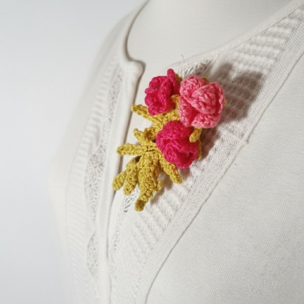 Handmade Rose Corsage Pink Floral Magnetic Brooch Lapel Pin Boutonnie Size ONE SIZE - 7 Thumbnail