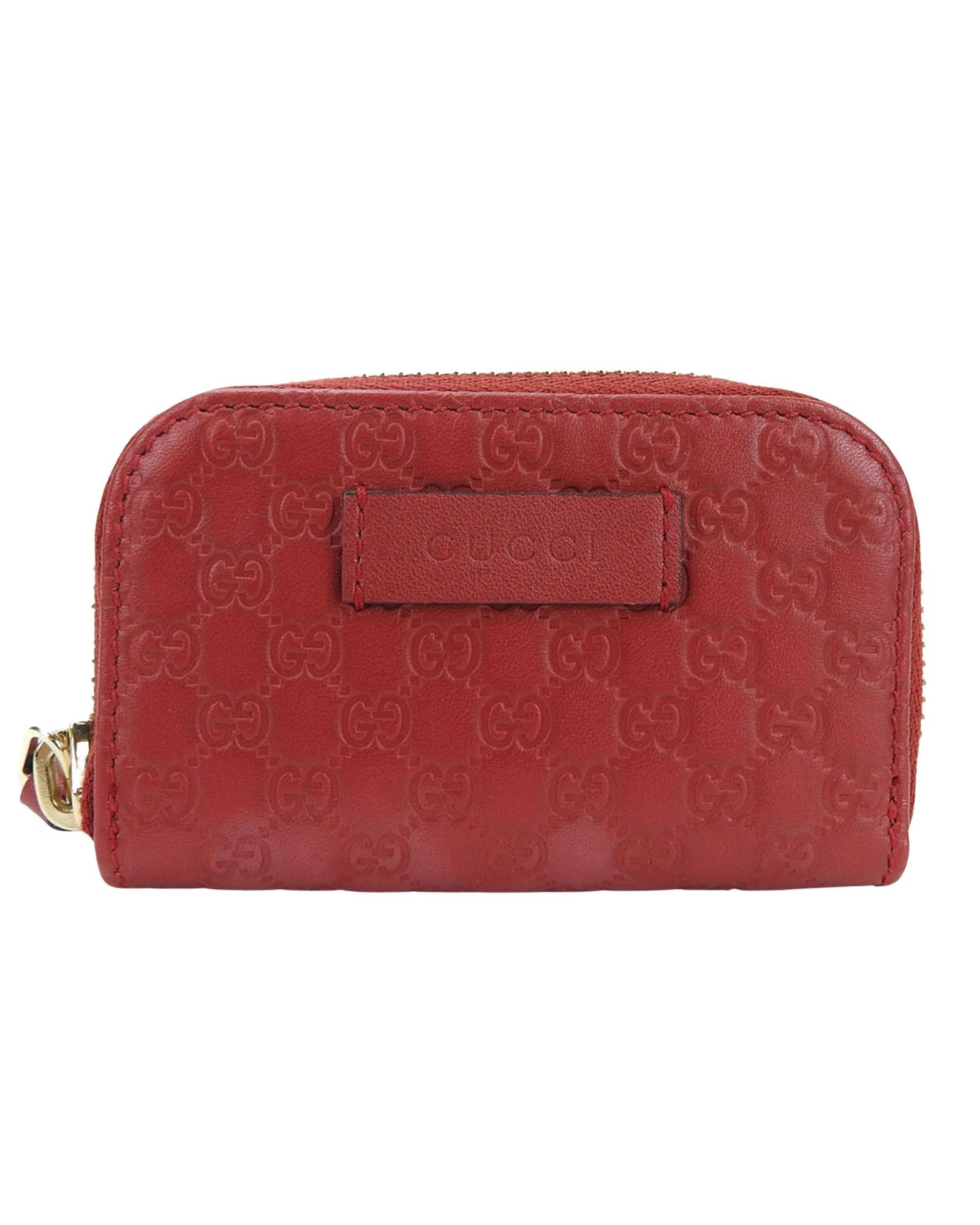 image of Red Micro Guccissima Leather Coin Purse, Women's