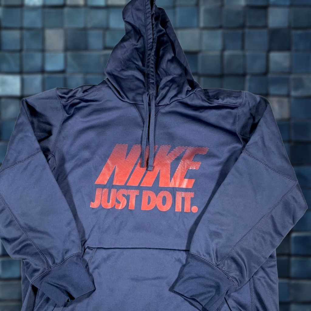 Nike Nike Dri-FIT Hoodie Mens Large Navy Blue Just Do It Pullover Graphic Sweatshirt Size US L / EU 52-54 / 3 - 1 Thumbnail