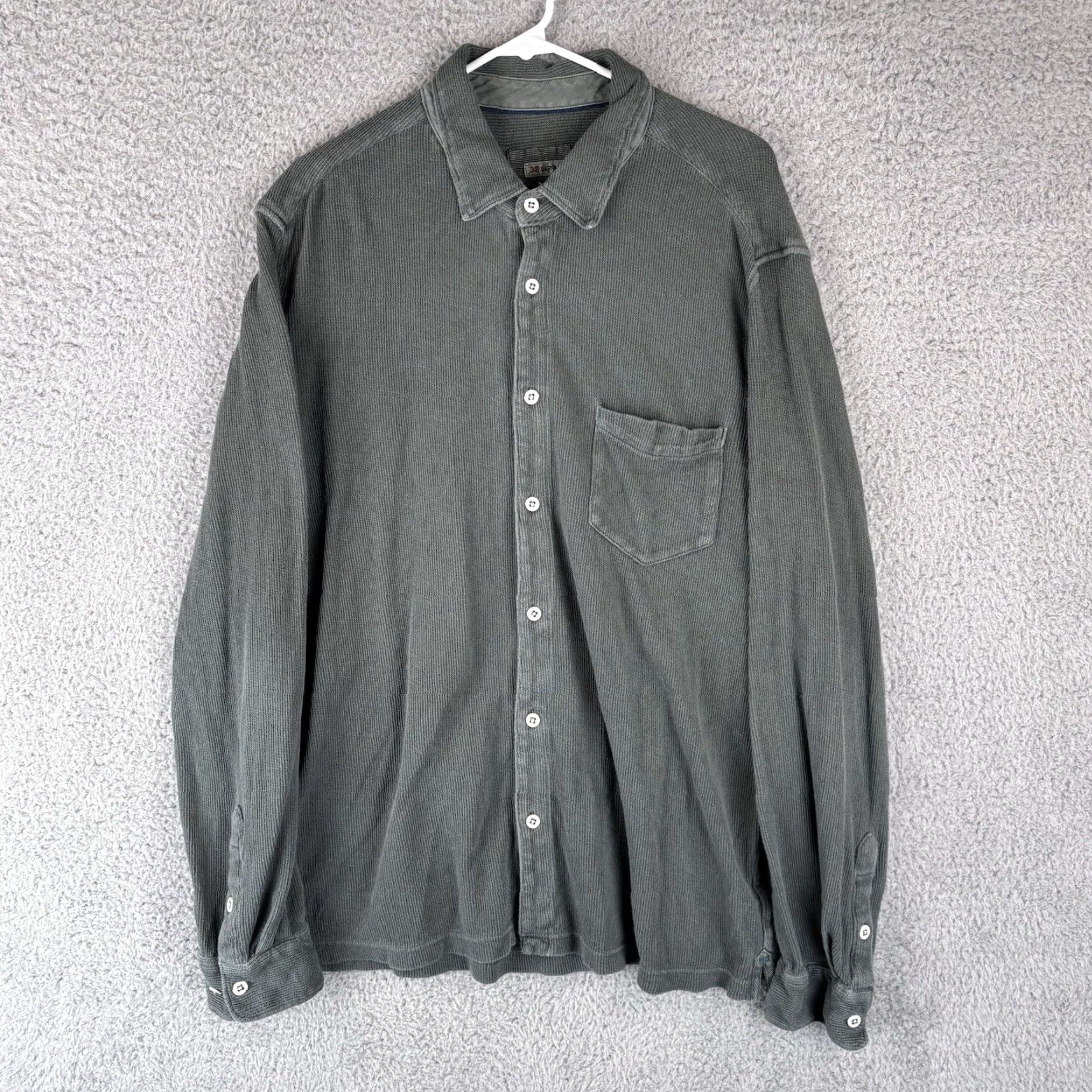 Vintage 32 Bar Blues Shirt Mens XL Green Waffle Knit Button Pocket Cotton Classic Western Shirt Size US XL / EU 56 / 4 - 2 Thumbnail