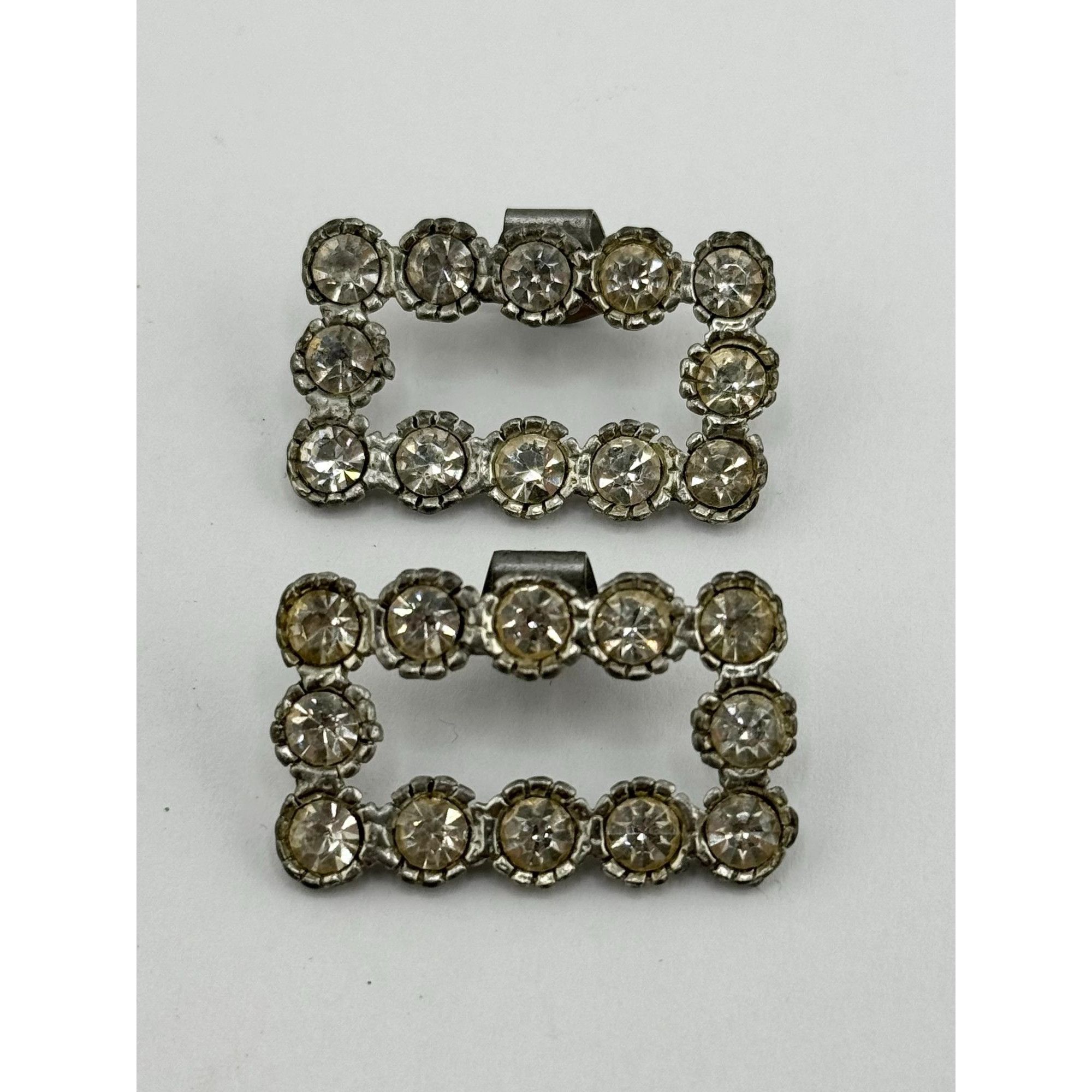 Vintage Vintage rhinestone silver square shoe clips Size ONE SIZE - 3 Thumbnail