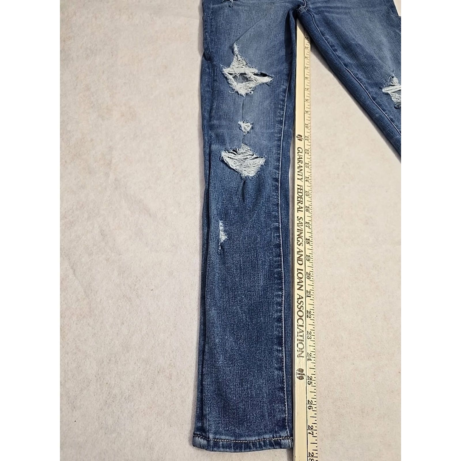 American Eagle Outfitters American Eagle Outfitters Womens Blue The Dream Jean Super Hi Rise Jegging Distressed Sz 4 Jeans Womens Regular Blue 4 Size 27" / US 4 / IT 40 - 4 Thumbnail