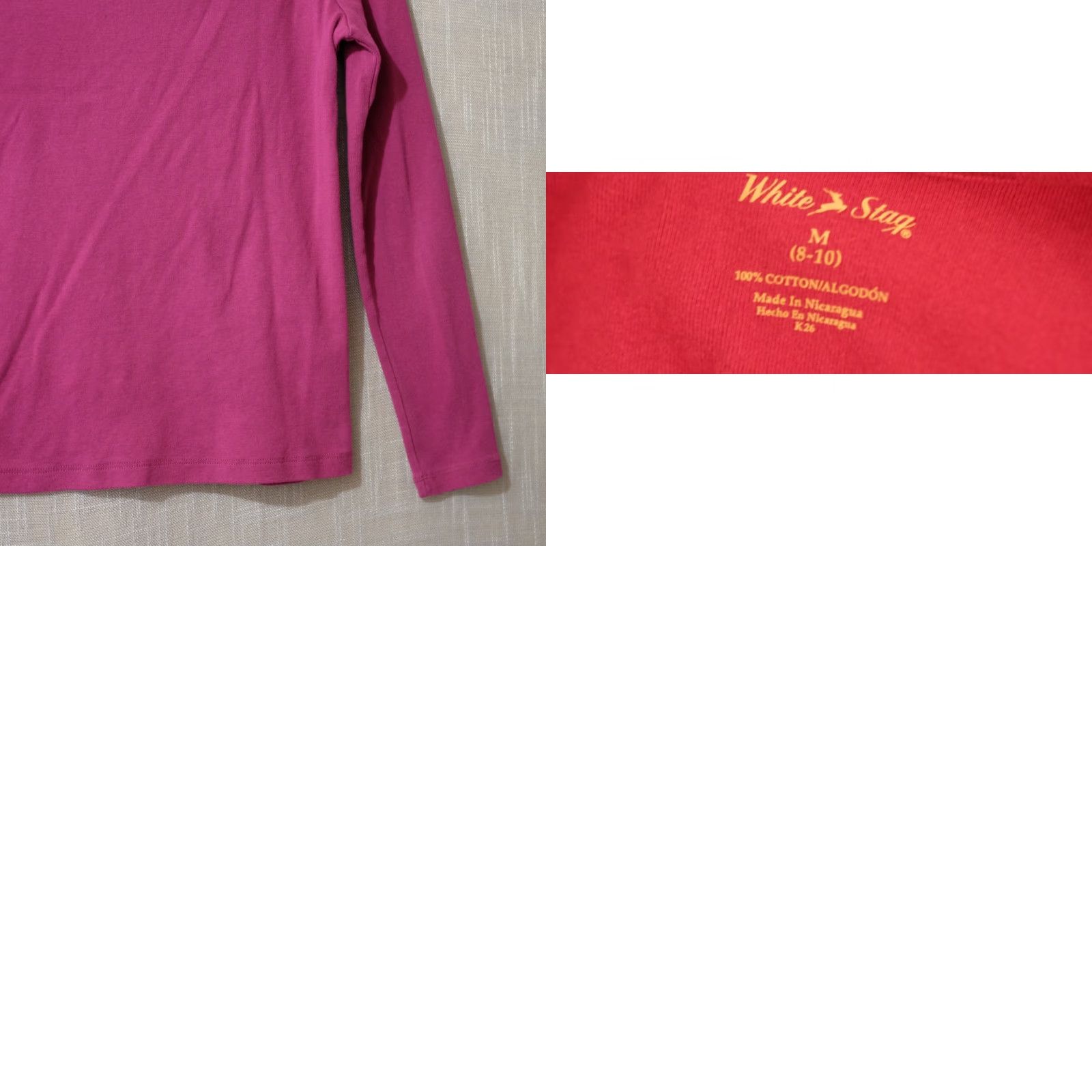 Vintage White Stag Longsleeve Top Floral Raspberry 100% Cotton Women's M Shirt Casual Sleeve Knit T-Shirt NO Size M / US 6-8 / IT 42-44 - 8 Thumbnail