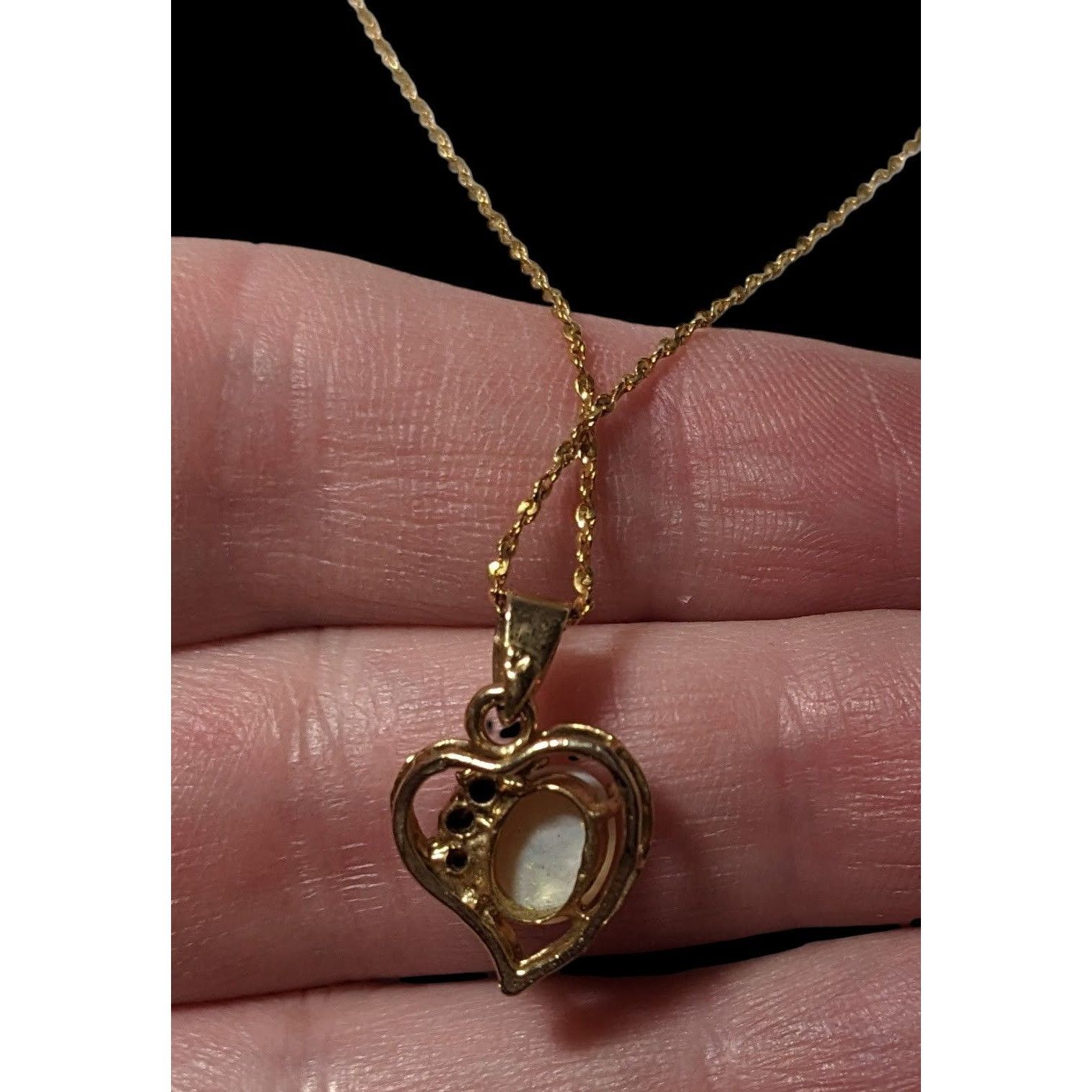 Other Nakagawa Corporation Gold Tone Opal Gemmed Heart Necklace Size ONE SIZE - 9 Thumbnail
