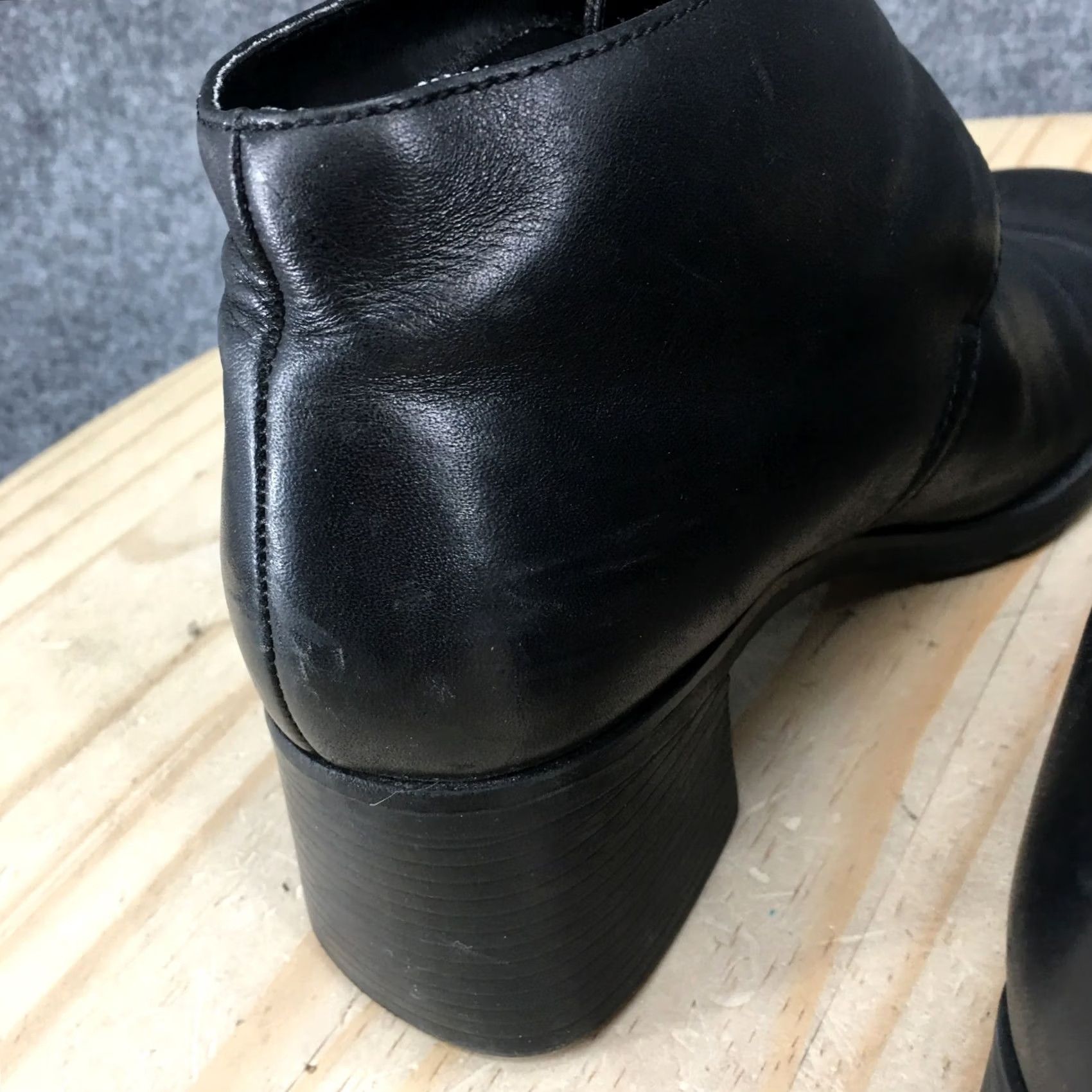 Vintage White Mountain Boots Womens 8 M Sandra Ankle Booties Black Leather Heel 2in Zip Casual Block Heel Bootie Mens Womens Size US 8 / IT 38 - 6 Thumbnail