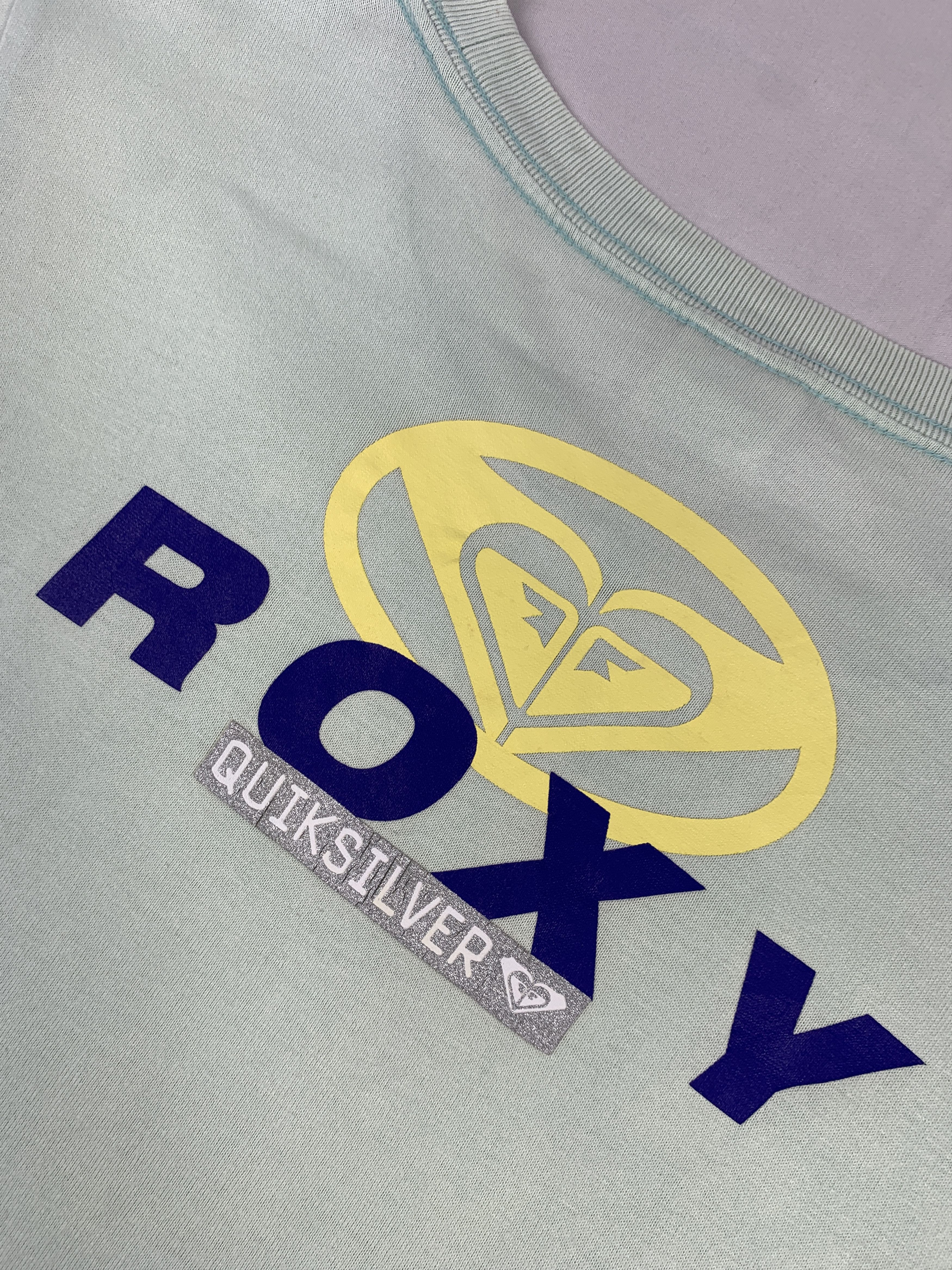 Quiksilver 2000s Roxy Neutral Green Tee (M) Size M / US 6-8 / IT 42-44 - 5 Thumbnail