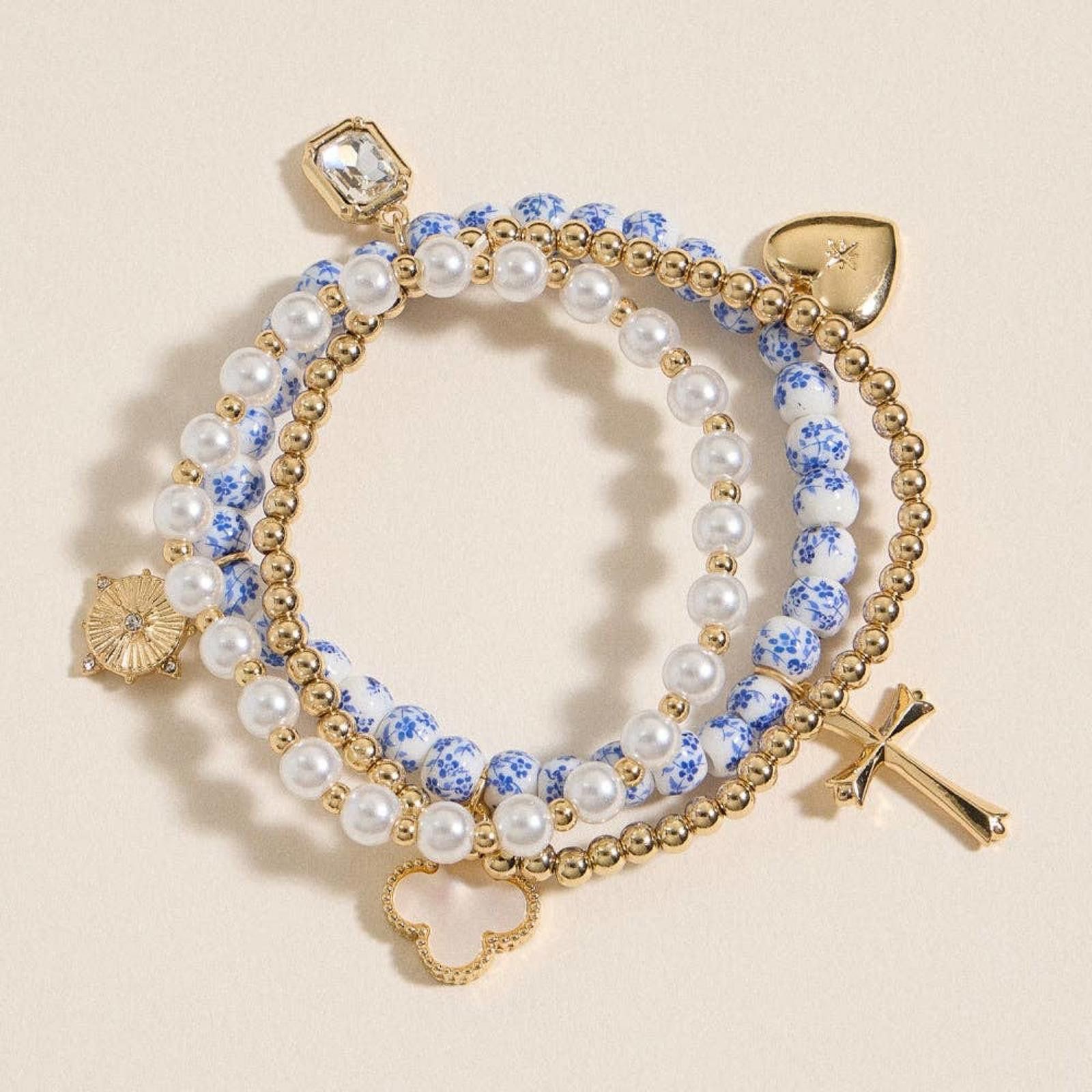 Other Floral Charm Stretch Bracelet Set Size ONE SIZE - 1 Thumbnail