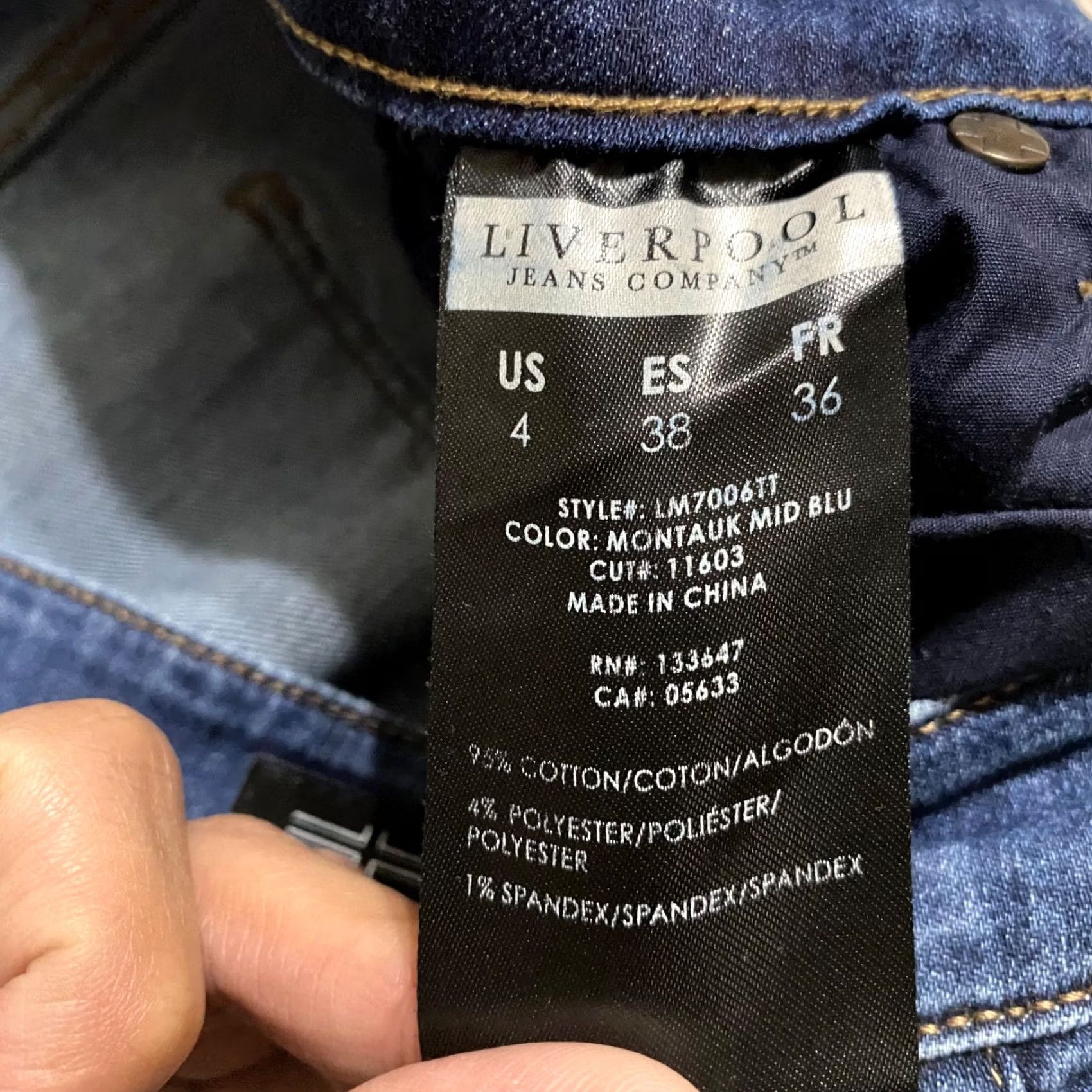 Denime Liverpool Womens Jeans sz 4 Blue Denim Dark Wash Straight Cropped Mid Rise Size 27" / US 4 / IT 40 - 4 Thumbnail